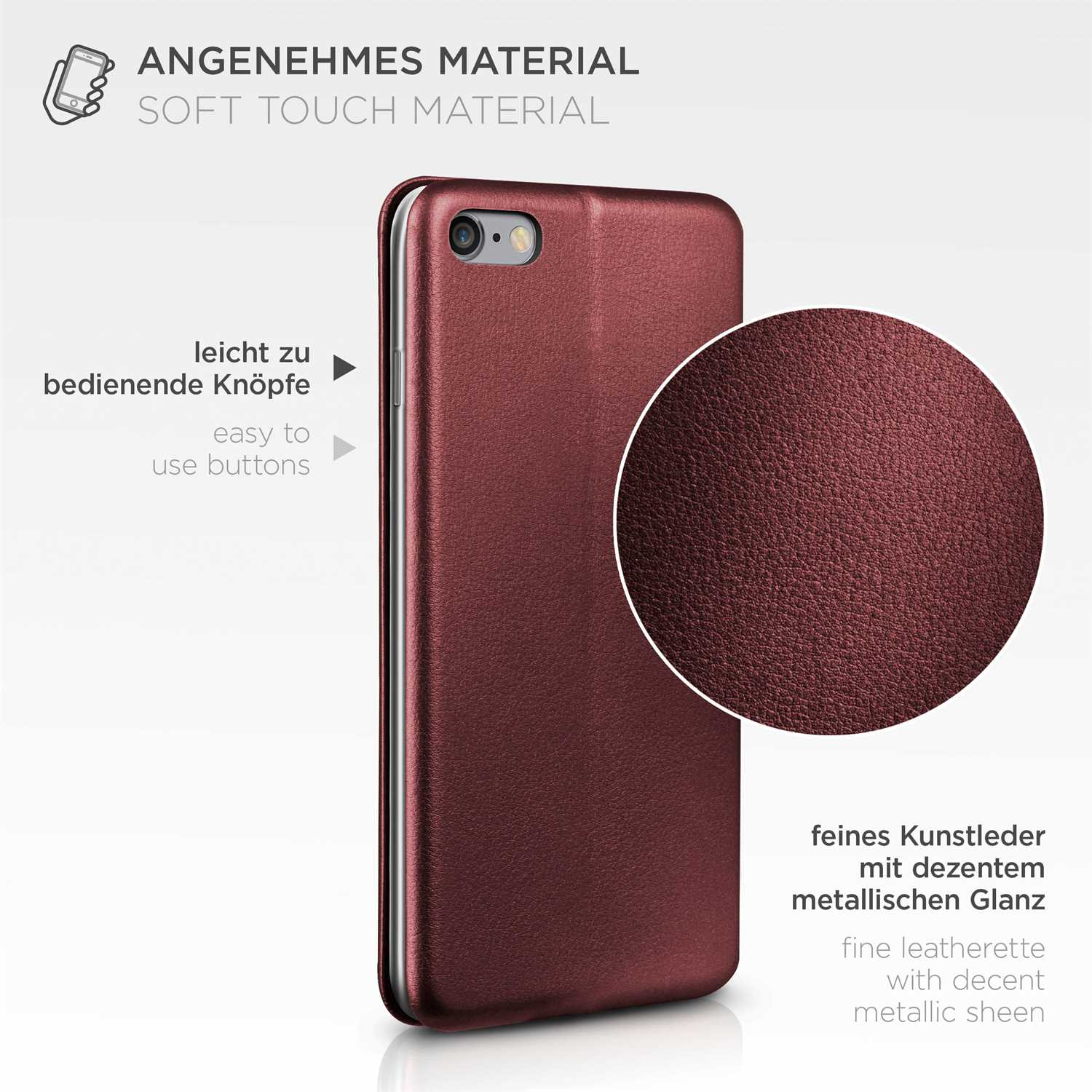 ONEFLOW Business Case, - Cover, 6, Flip iPhone Red Apple, Burgund