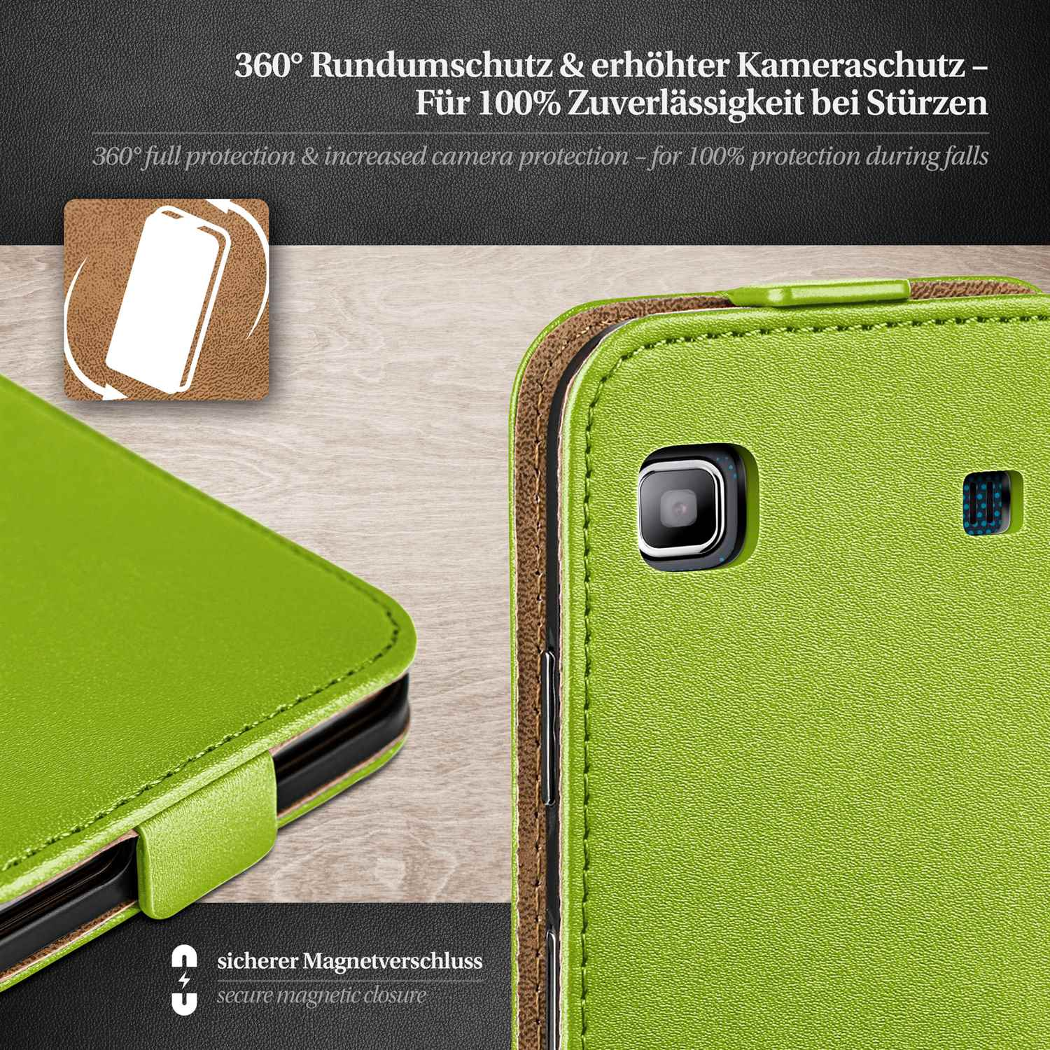 Galaxy Cover, Flip S, Samsung, Lime-Green Case, Flip MOEX