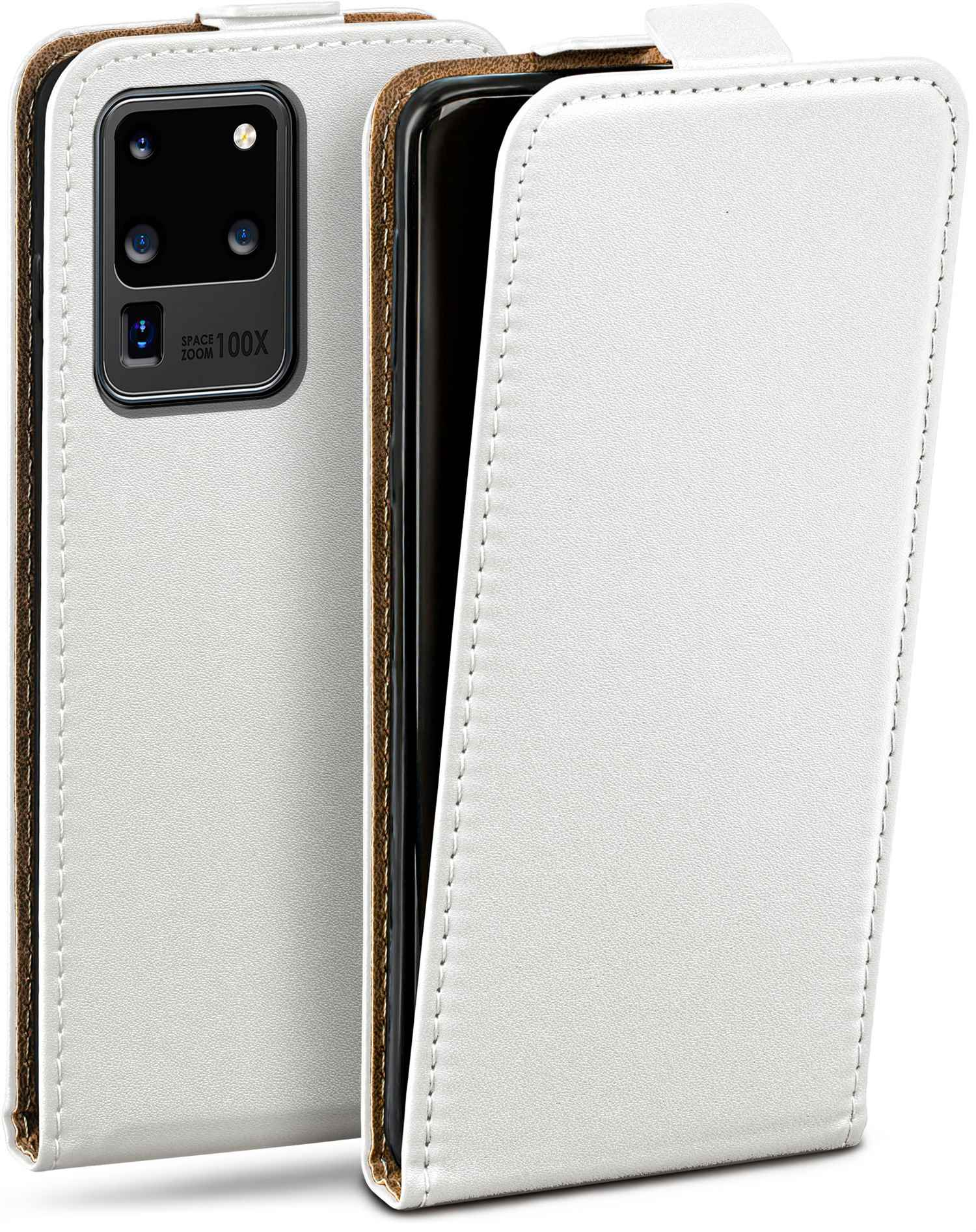 Cover, Flip Galaxy Pearl-White MOEX Ultra, S20 Samsung, Flip Case,