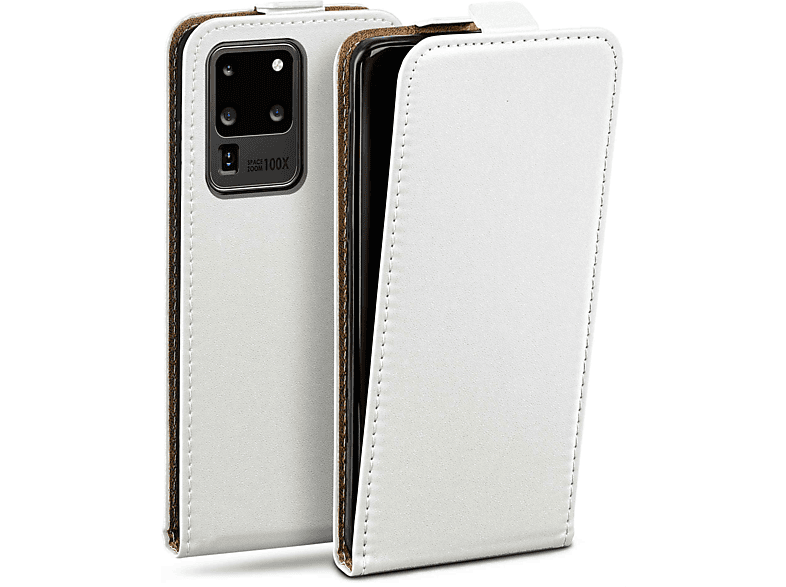 Cover, Flip Galaxy Pearl-White MOEX Ultra, S20 Samsung, Flip Case,