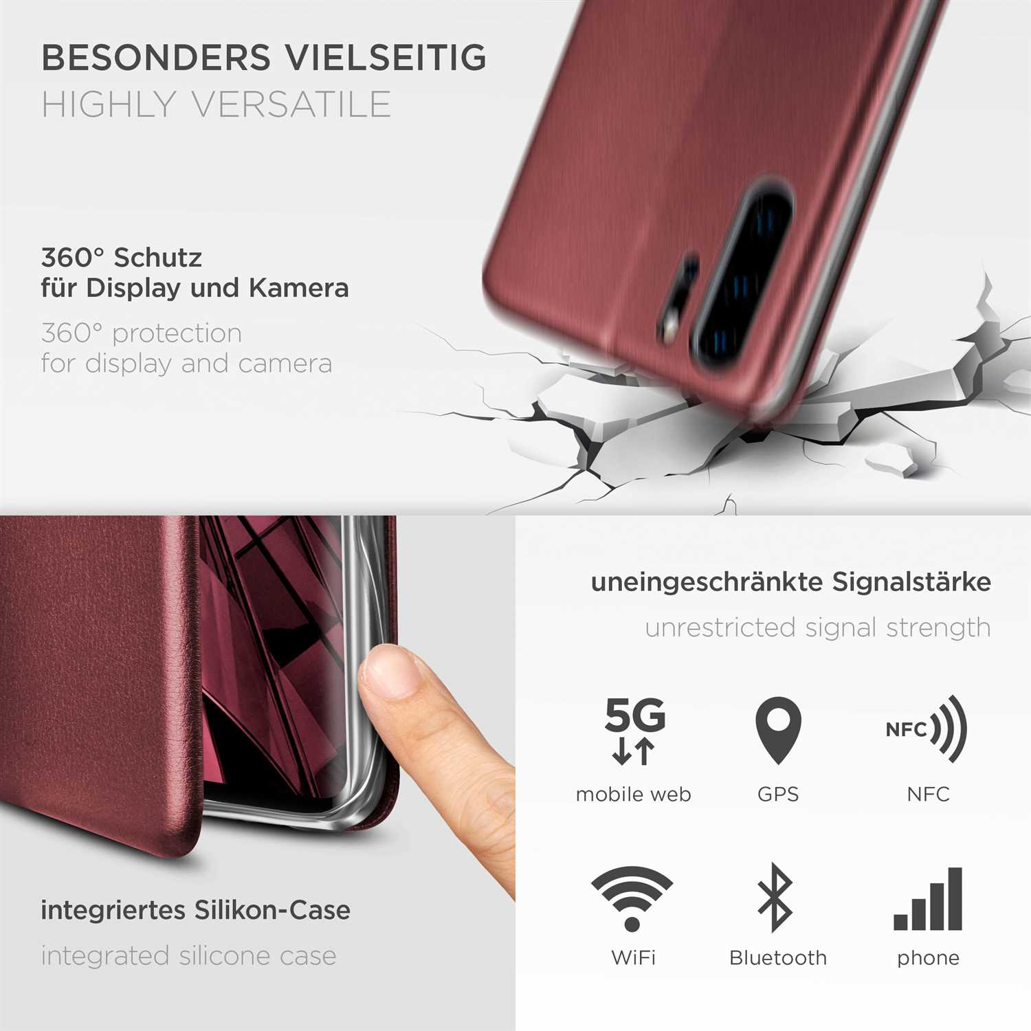 Cover, New Burgund Case, Huawei, Business - Pro Edition, Flip P30 Red ONEFLOW
