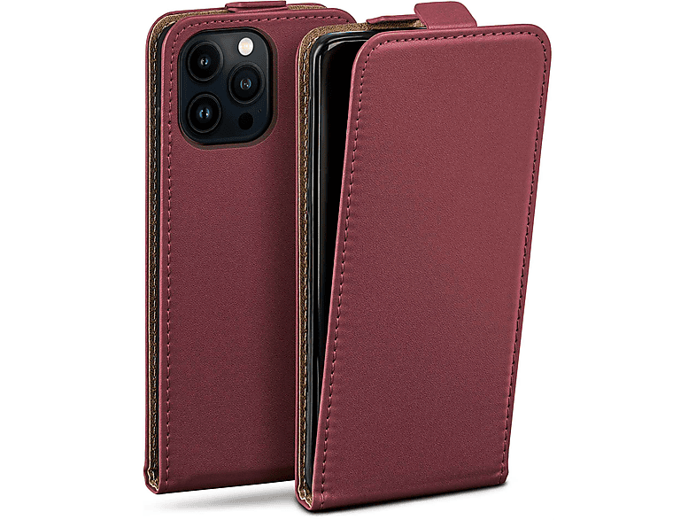 MOEX Flip Case, Cover, Flip Apple, Maroon-Red 14 Pro, iPhone