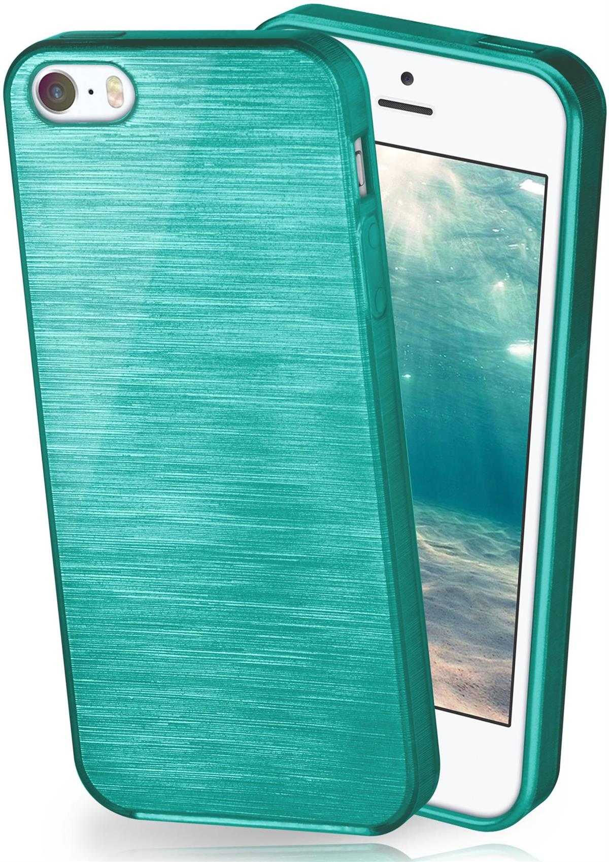 Aqua-Cyan Backcover, Brushed iPhone Apple, MOEX Case, 5,