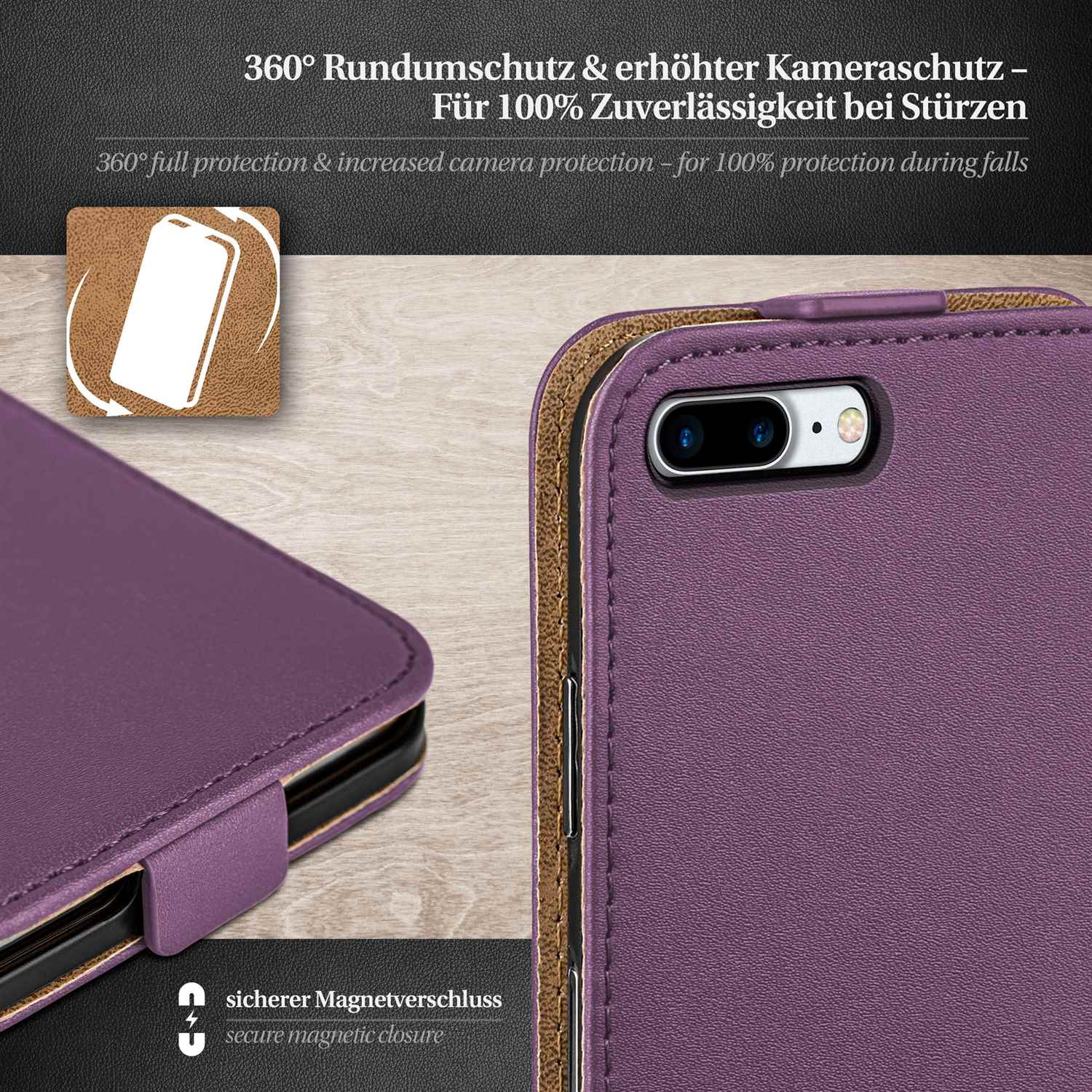 Flip MOEX Cover, Plus, iPhone Flip Indigo-Violet Apple, 8 Case,