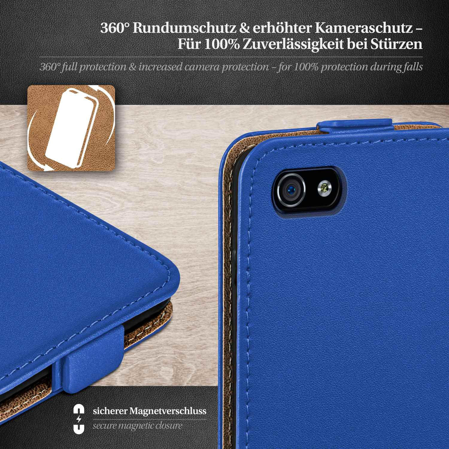 MOEX Flip Case, iPhone Flip Royal-Blue Apple, Cover, 4S