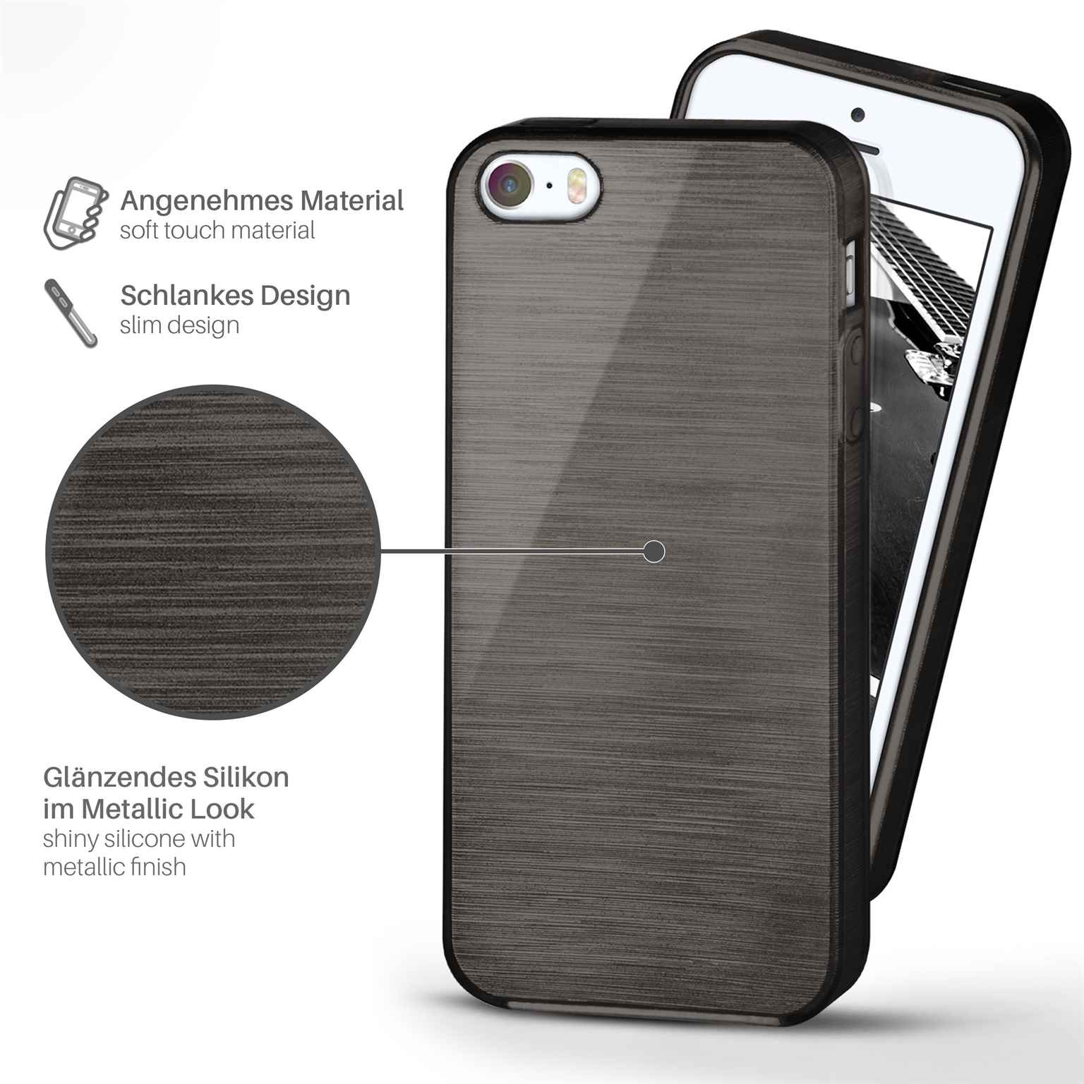 Brushed Backcover, Case, 5, MOEX iPhone Onyx-Black Apple,