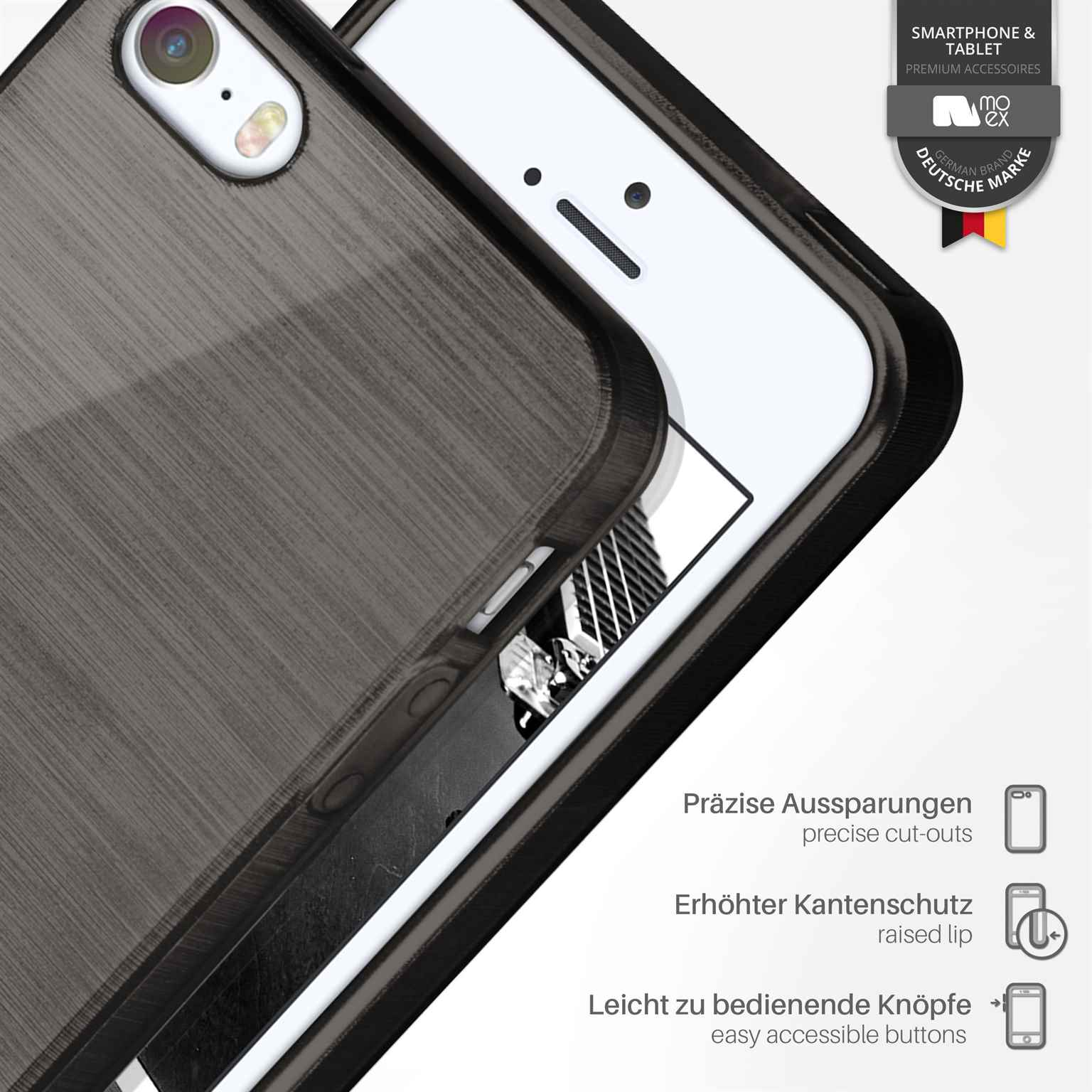 Onyx-Black Backcover, MOEX iPhone Apple, Case, 5, Brushed