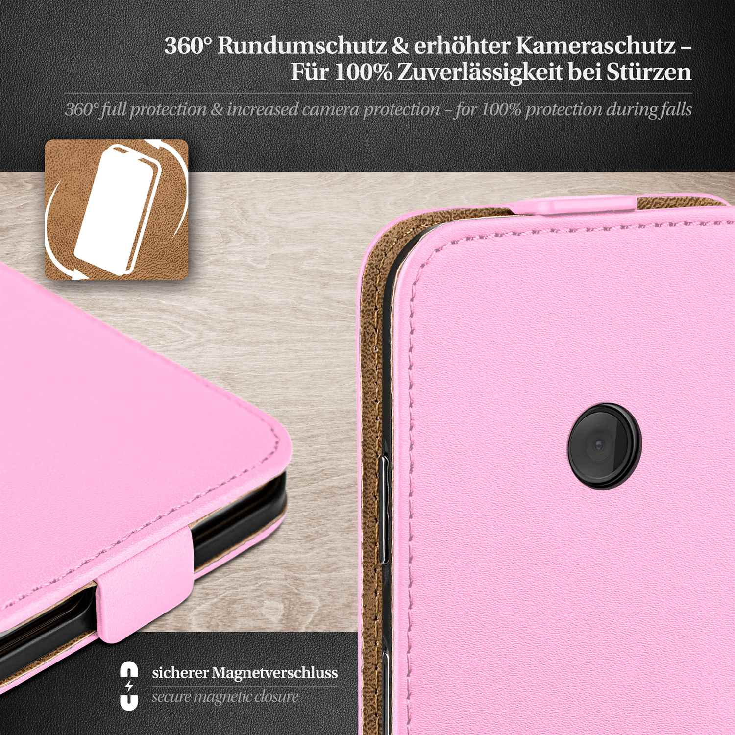 Nokia, Icy-Pink MOEX Flip 525, Case, Lumia Flip Cover,
