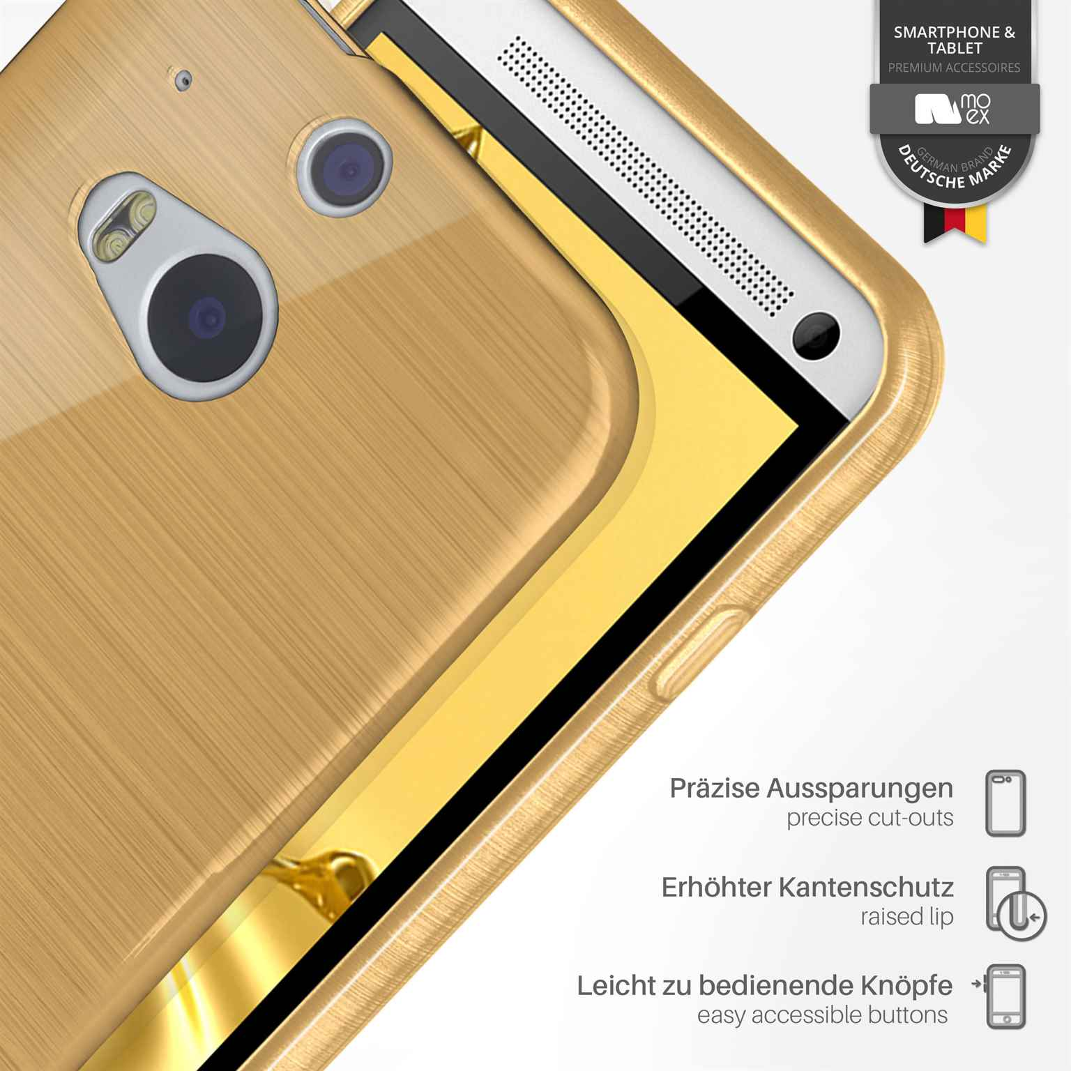 Brushed HTC, Backcover, M8, Case, Ivory-Gold One MOEX
