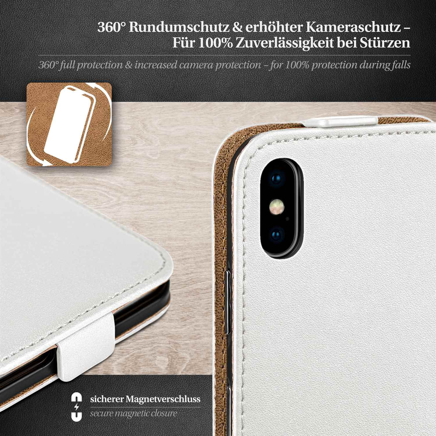iPhone XS, Cover, Flip Case, Pearl-White MOEX Flip Apple,