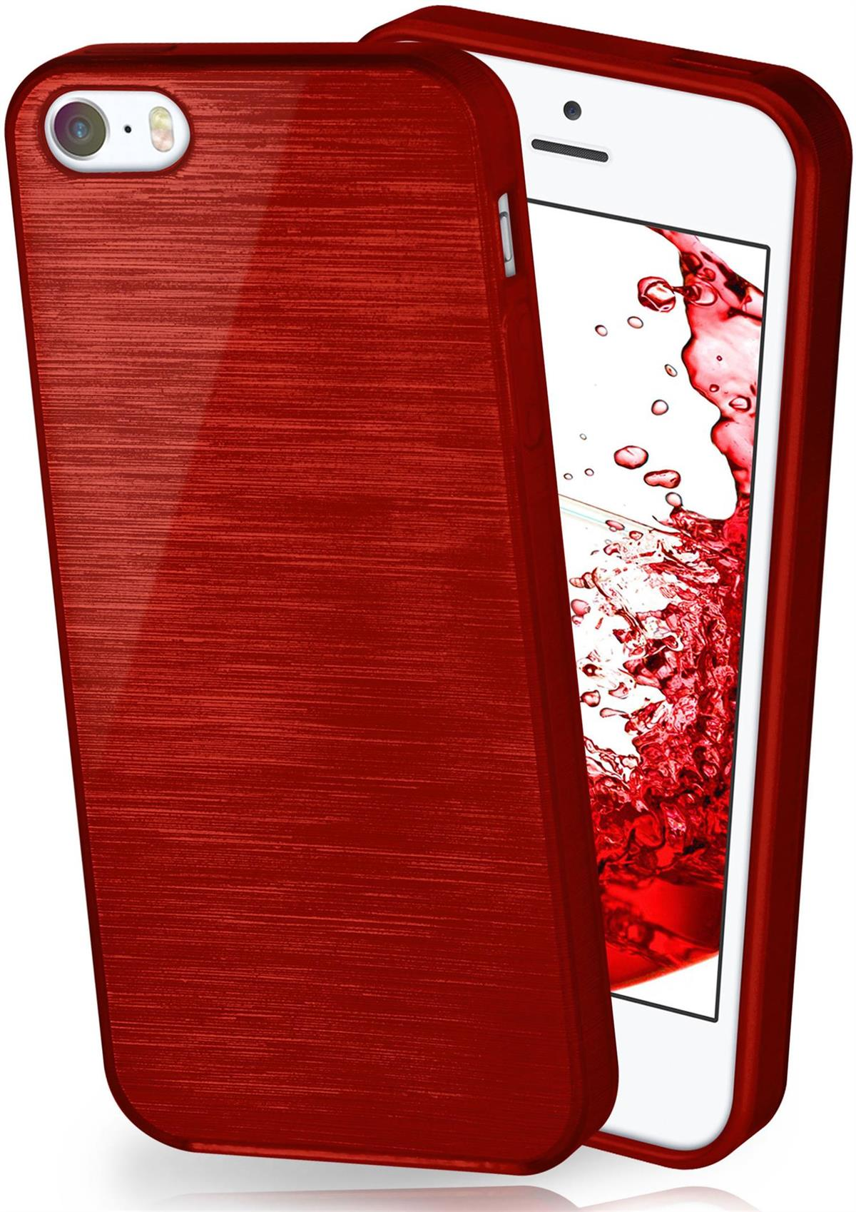Case, Crimson-Red Backcover, 5s, iPhone Apple, Brushed MOEX