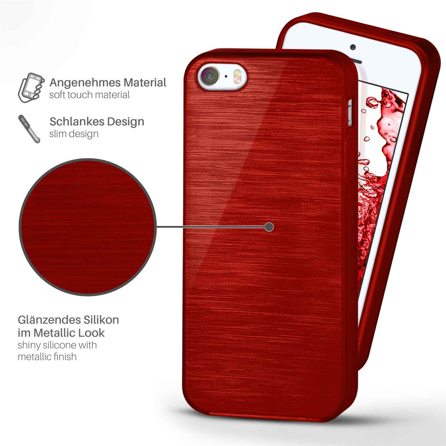 MOEX Brushed Case, Crimson-Red 5s, Backcover, Apple, iPhone