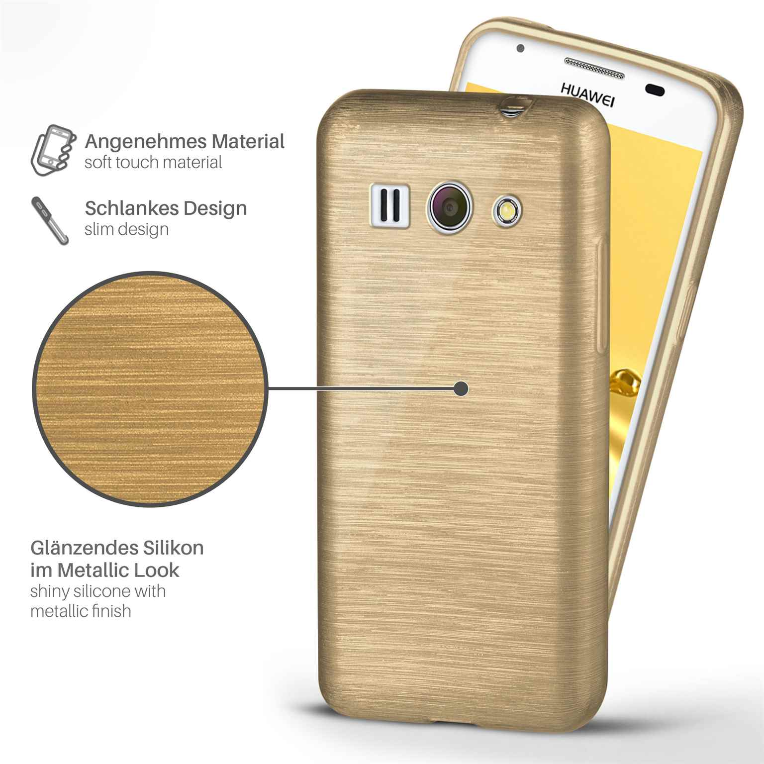 G520, Brushed Case, Backcover, MOEX Huawei, Ascend Ivory-Gold