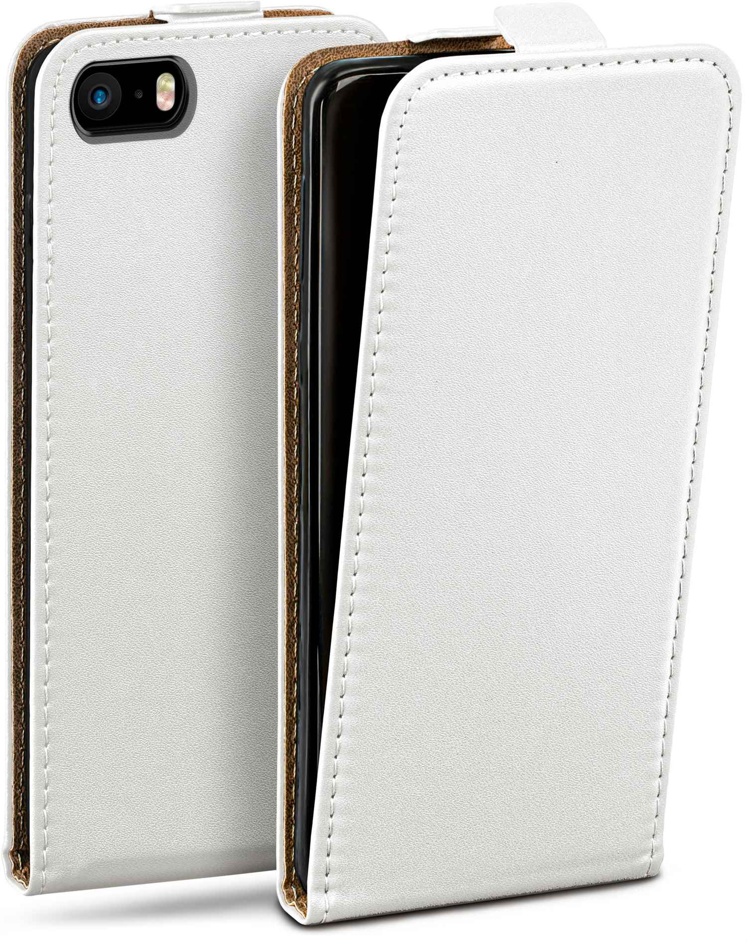 iPhone Cover, 5s, Case, Apple, Flip Pearl-White MOEX Flip