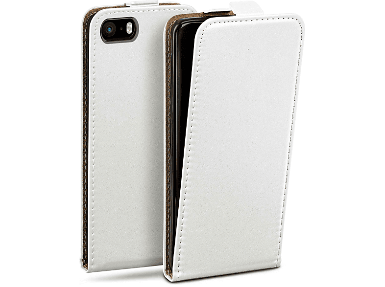 Case, Apple, Pearl-White 5s, Flip Cover, Flip MOEX iPhone