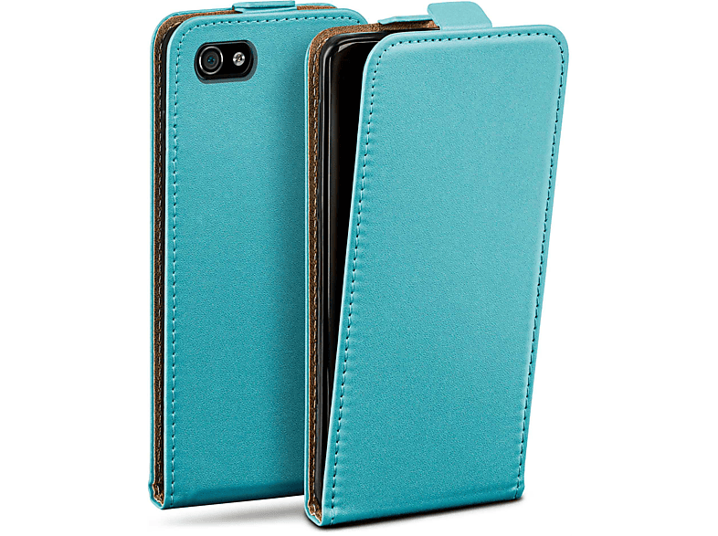 iPhone Flip Cover, Aqua-Cyan Apple, 4S, Flip Case, MOEX