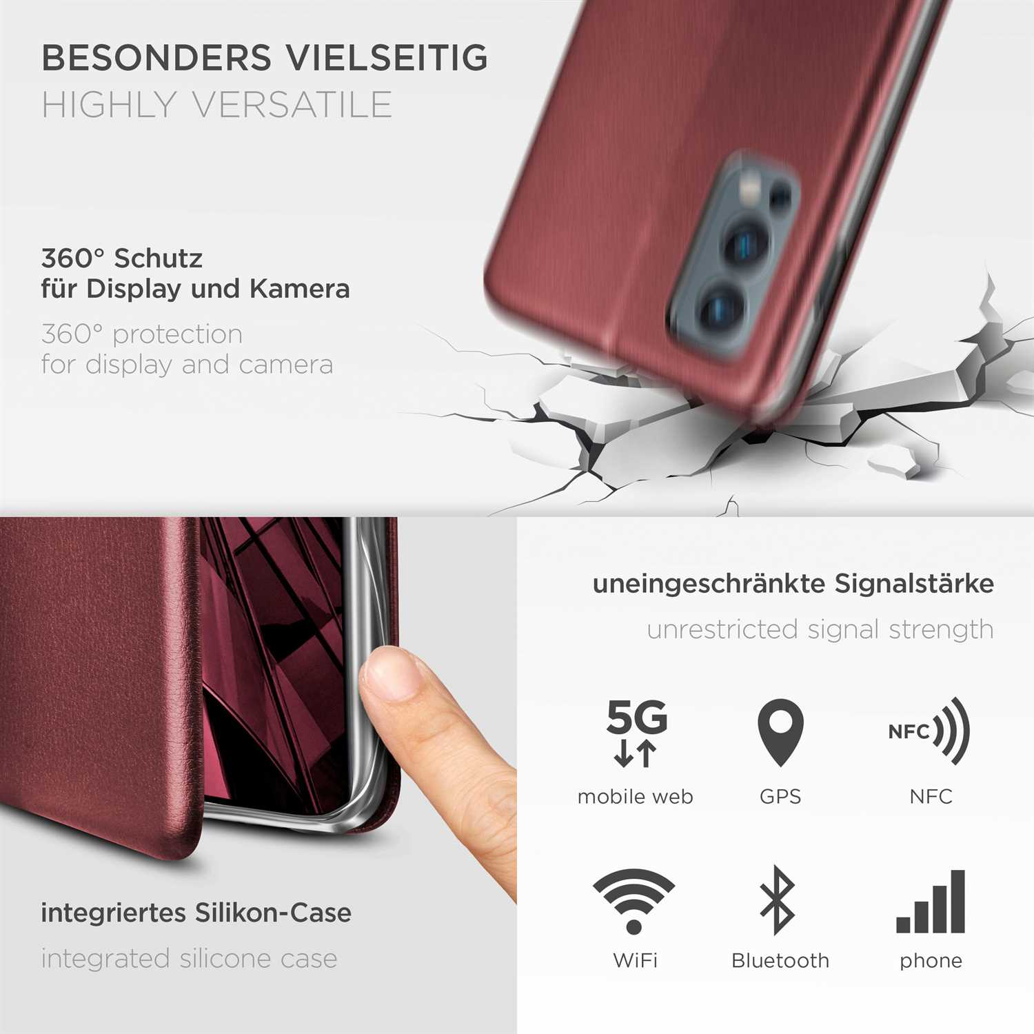 ONEFLOW Business Case, Flip OnePlus, - 2 Red Nord Cover, 5G, Burgund