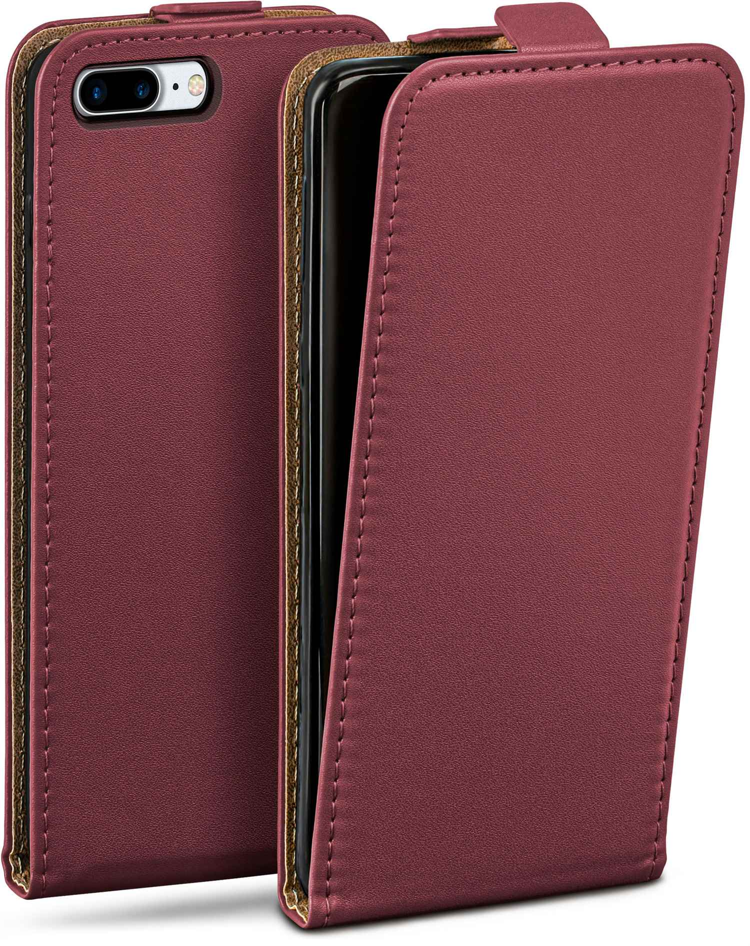Case, iPhone 7 Flip Apple, Flip MOEX Plus, Maroon-Red Cover,