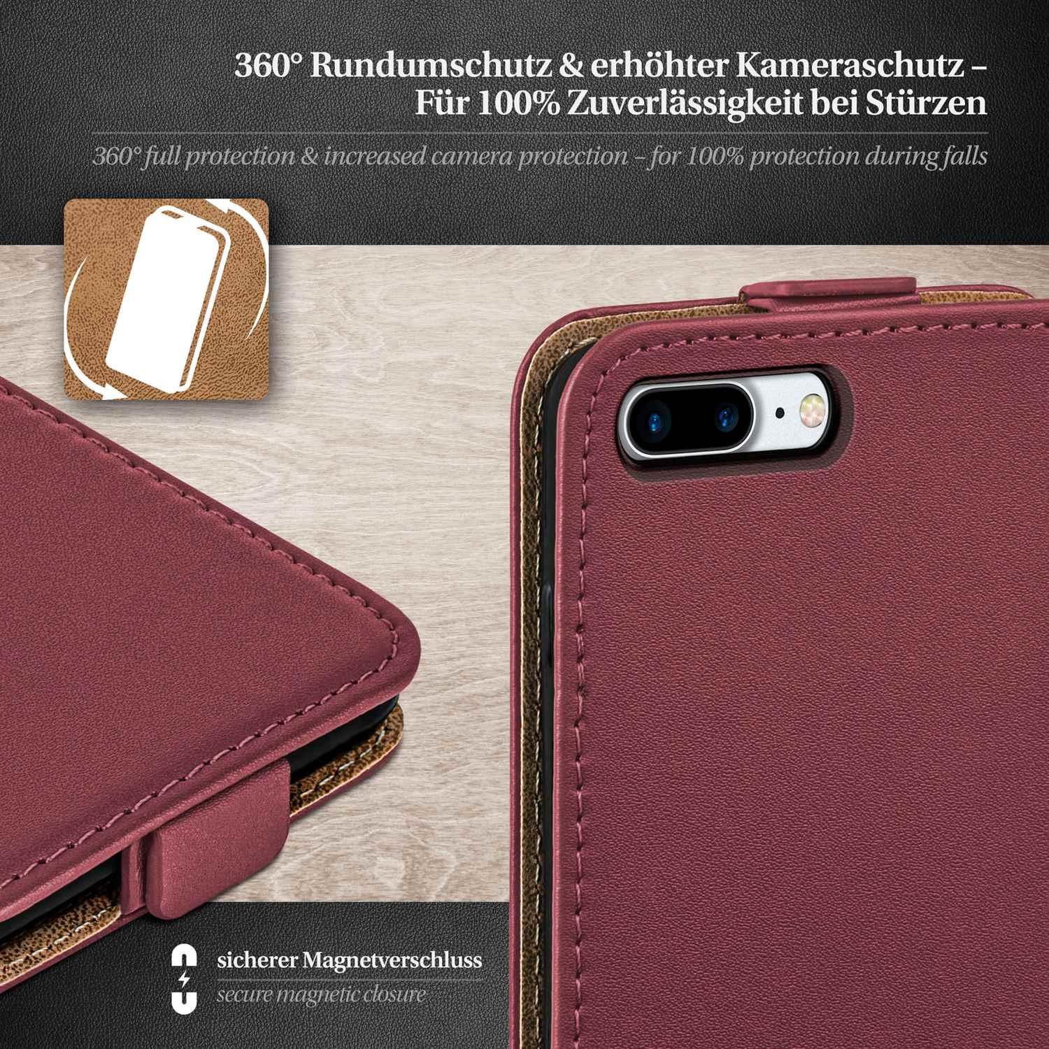 Case, iPhone 7 Flip Apple, Flip MOEX Plus, Maroon-Red Cover,