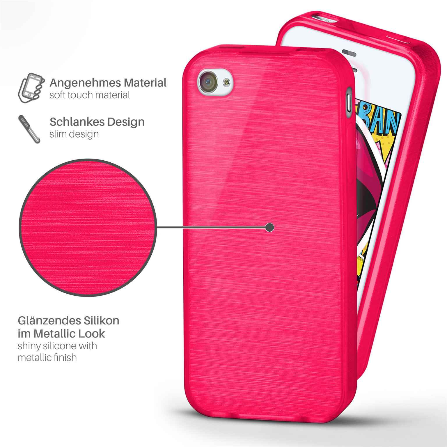 MOEX Brushed Case, Magenta-Pink iPhone Apple, Backcover, 4