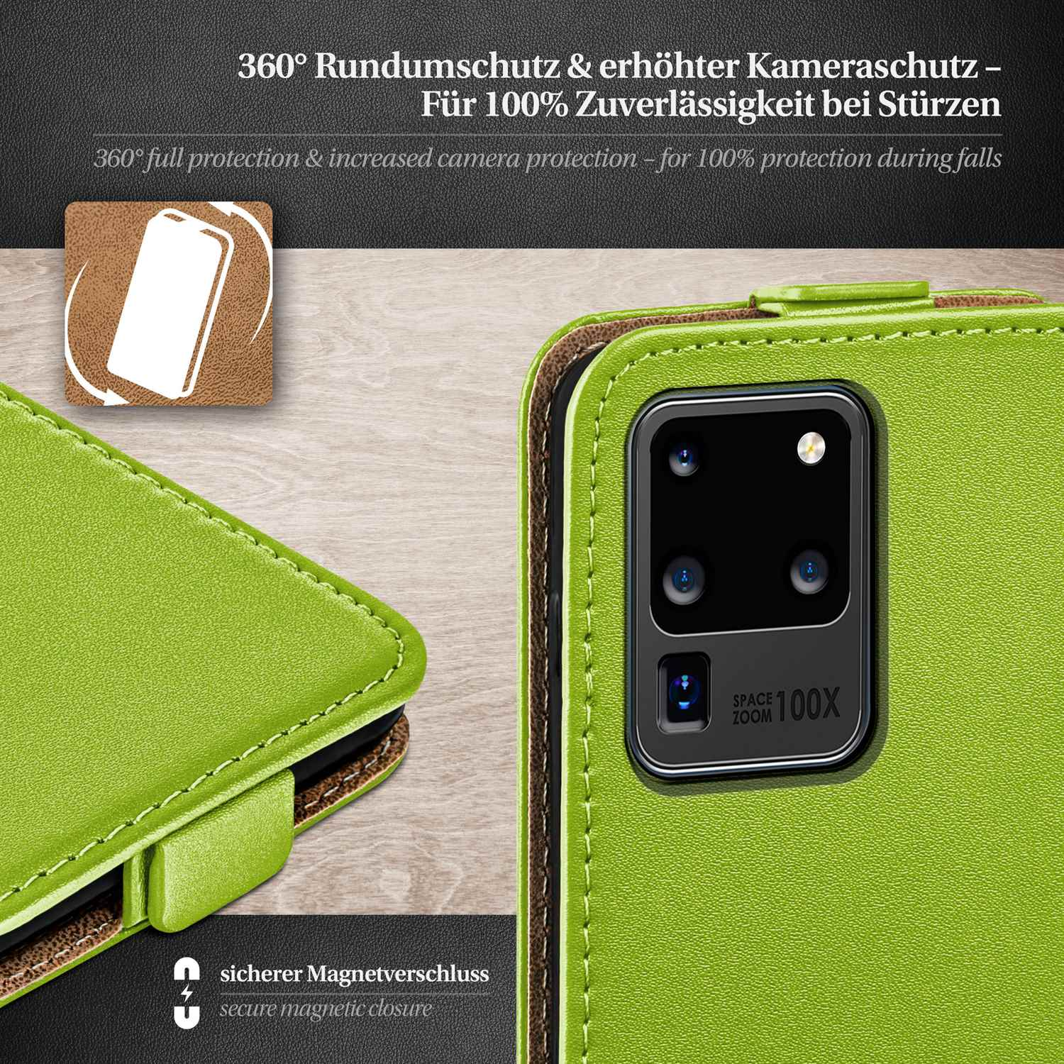 MOEX Flip Case, Flip Cover, 5G, Ultra Lime-Green Samsung, Galaxy S20