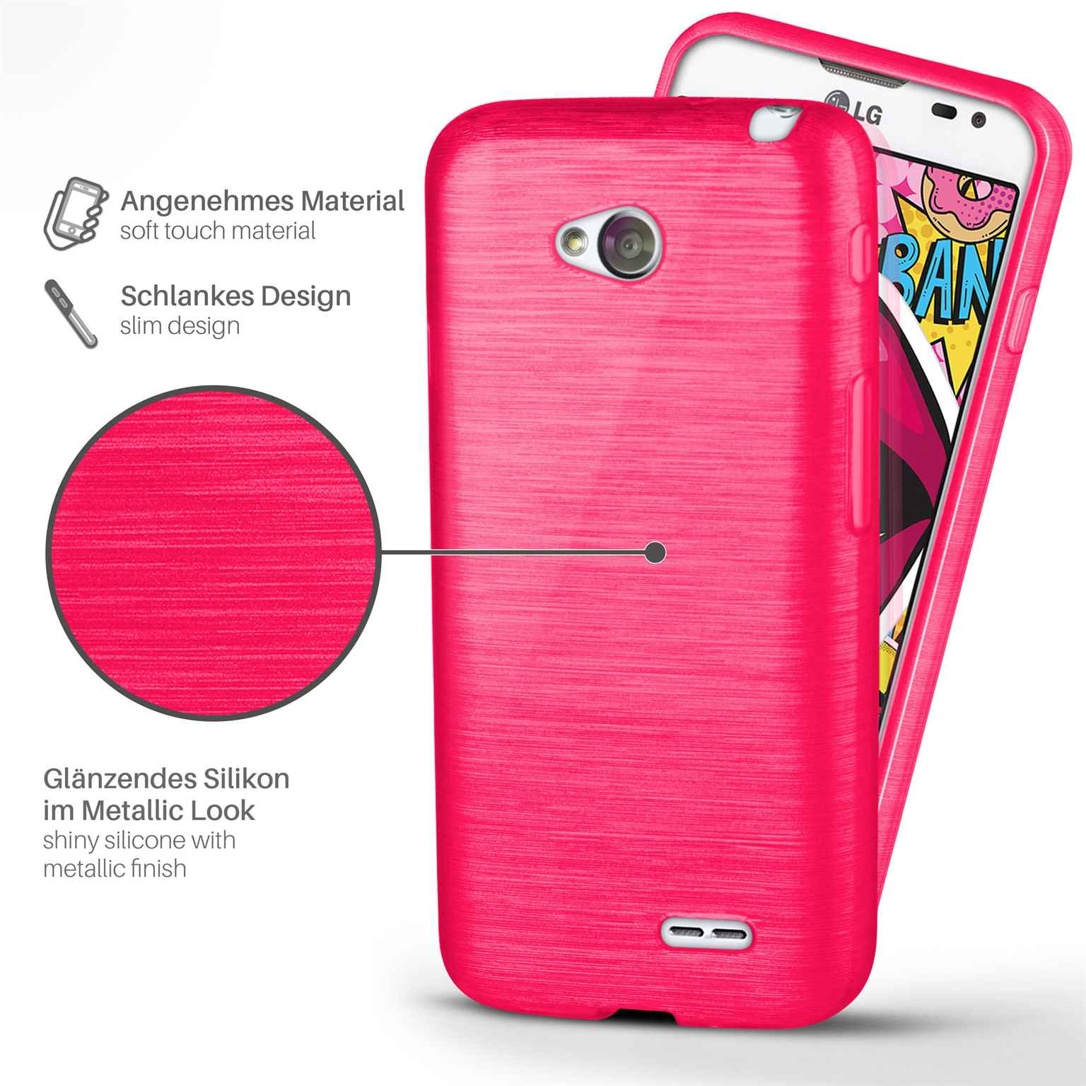 L65, LG, Case, Brushed Backcover, Magenta-Pink MOEX