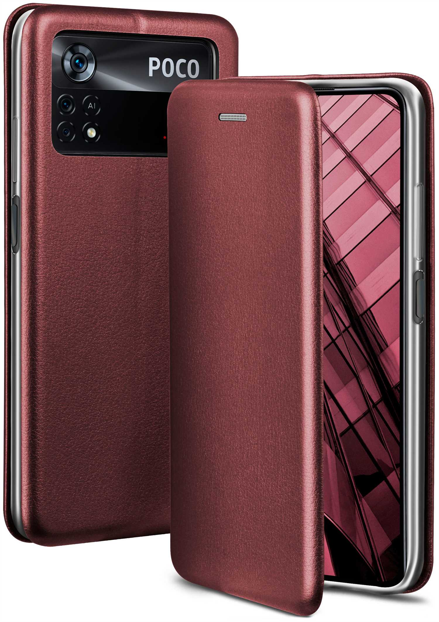 ONEFLOW Business Case, Cover, - 5G, Flip Red Pro Poco Xiaomi, Burgund X4