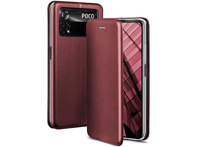 - Business Case, ONEFLOW Xiaomi, 5G, Flip Pro Cover, Red Burgund Poco X4