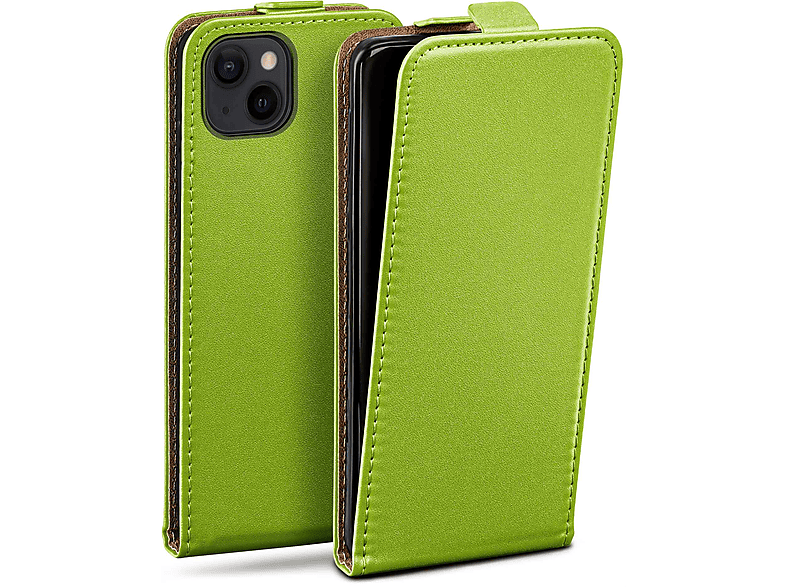 MOEX iPhone 13 Cover, Lime-Green Apple, Flip Flip mini, Case,