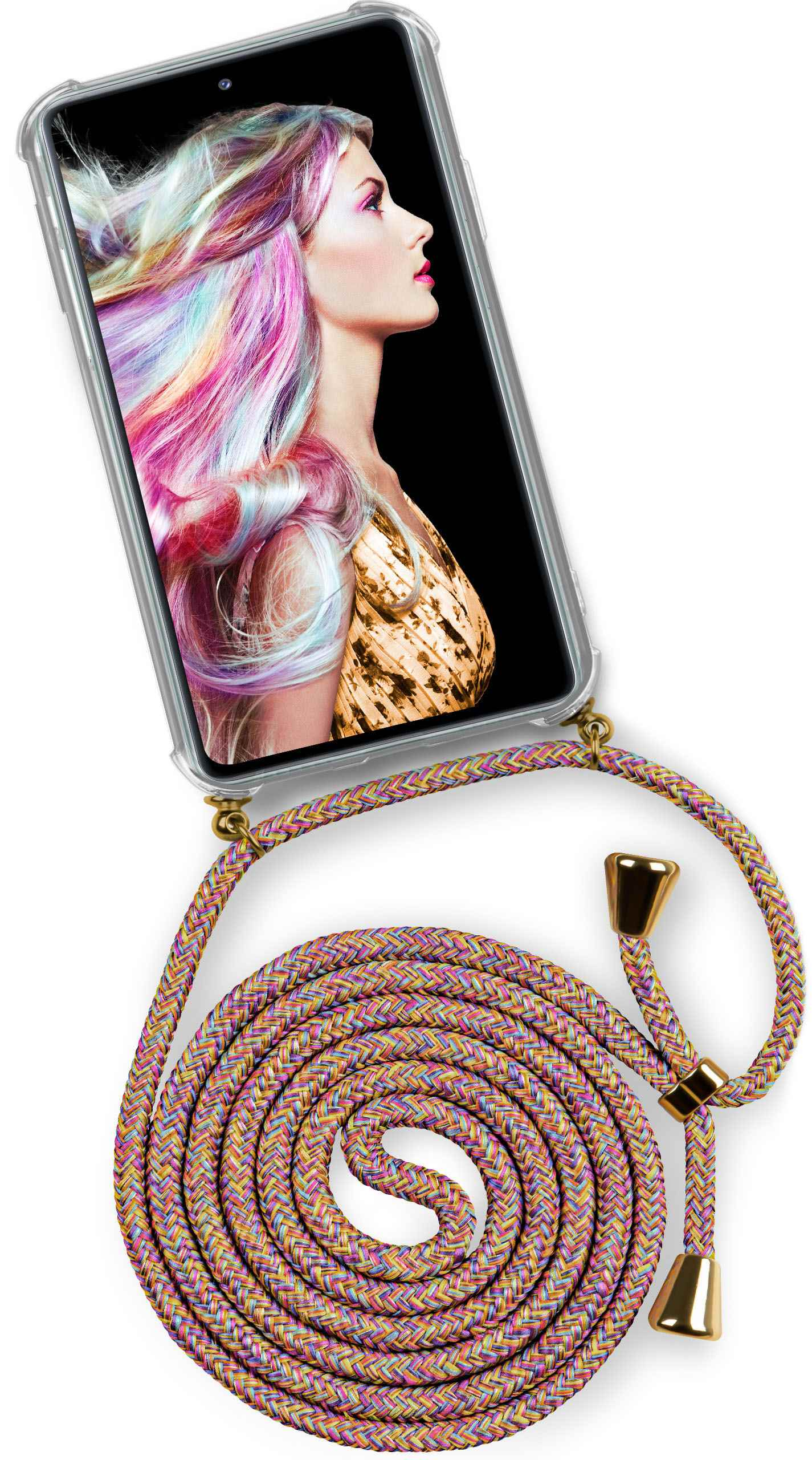 ONEFLOW Twist Case, Backcover, Samsung, (Gold) A72 5G, Sunny Rainbow Galaxy