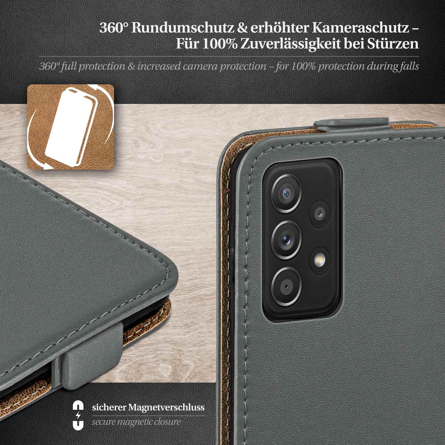 MOEX Flip Samsung, Cover, Flip Anthracite-Gray 5G, Case, A52 Galaxy