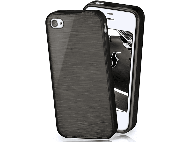 MOEX Brushed Case, 4, iPhone Apple, Backcover, Onyx-Black
