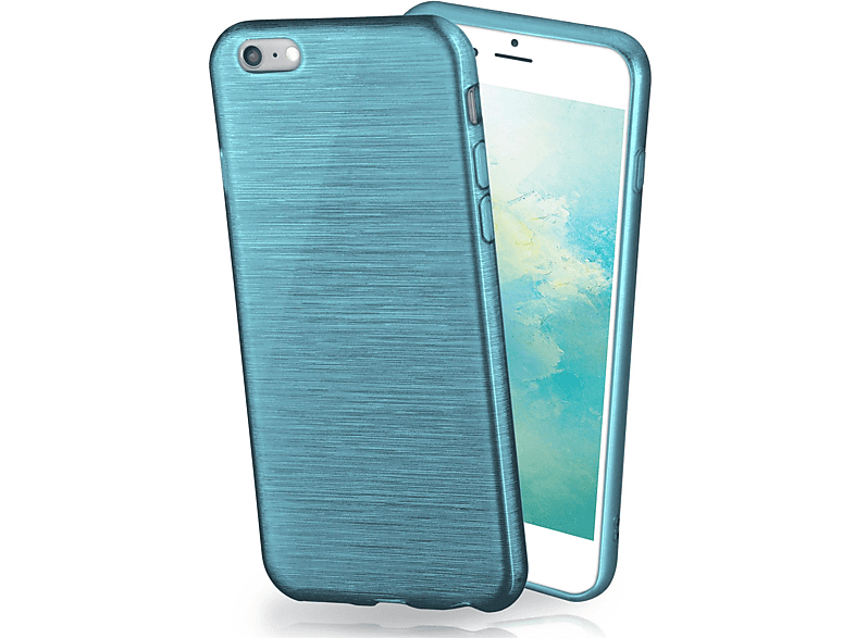 Aqua-Cyan Apple, Case, iPhone Brushed MOEX 6, Backcover,