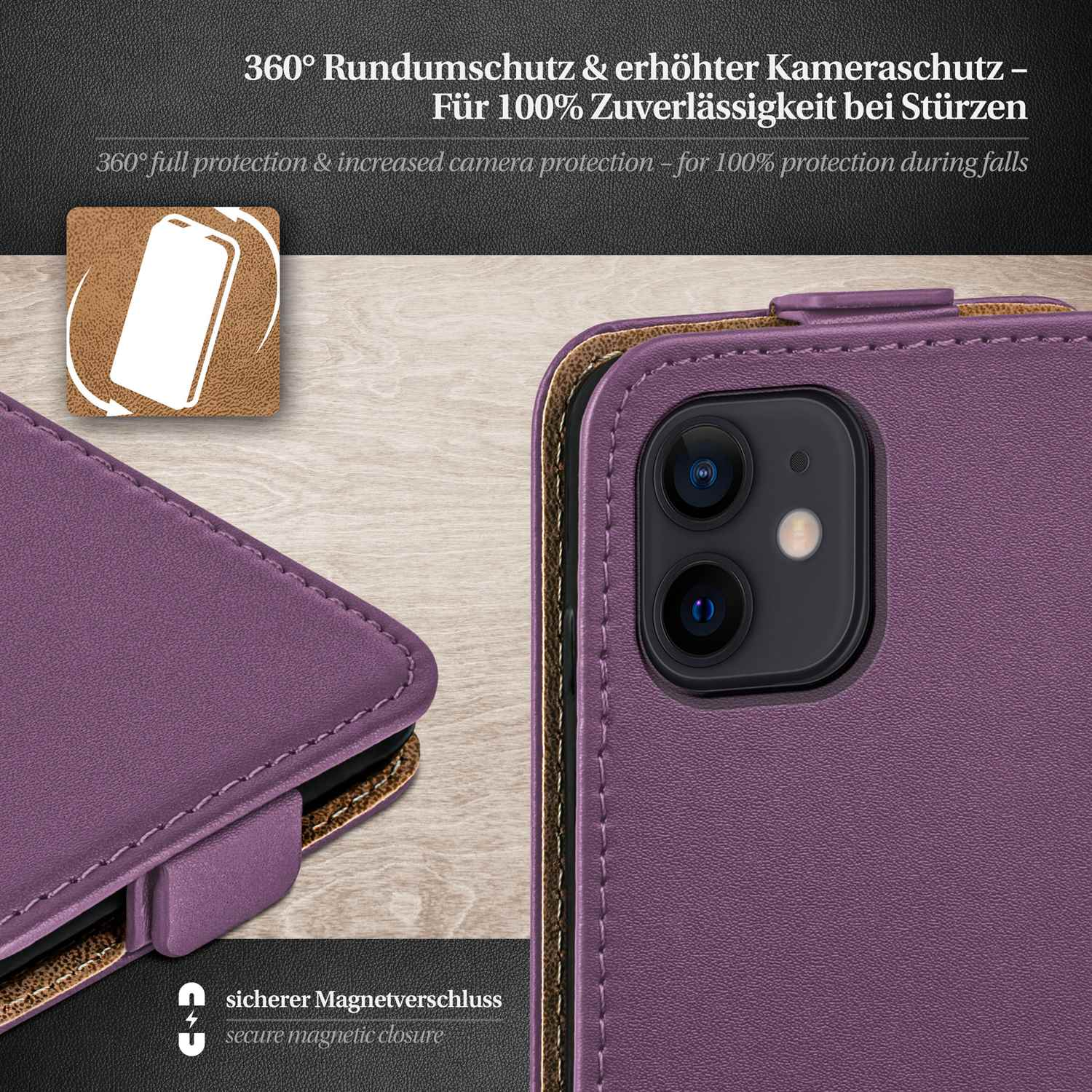 MOEX Flip Case, iPhone 12, Apple, Cover, Flip Indigo-Violet