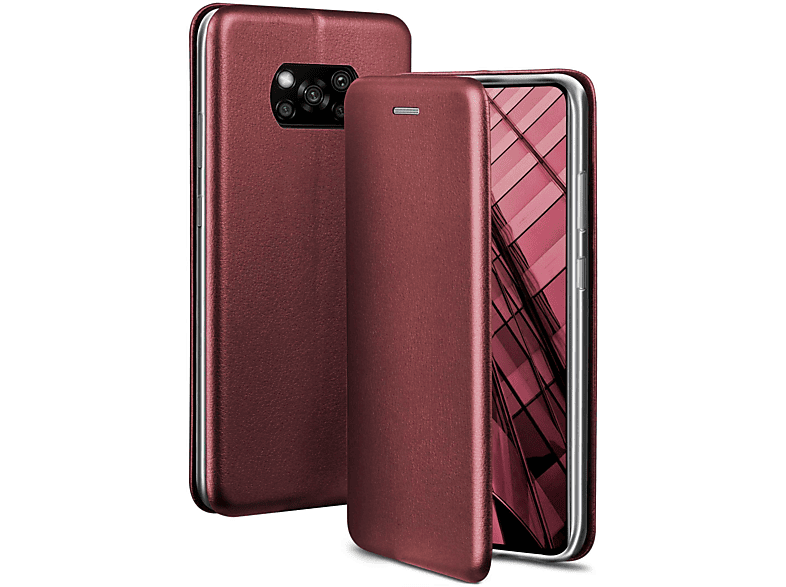 X3 - Poco Burgund ONEFLOW Case, Flip NFC, Xiaomi, Red Cover, Business