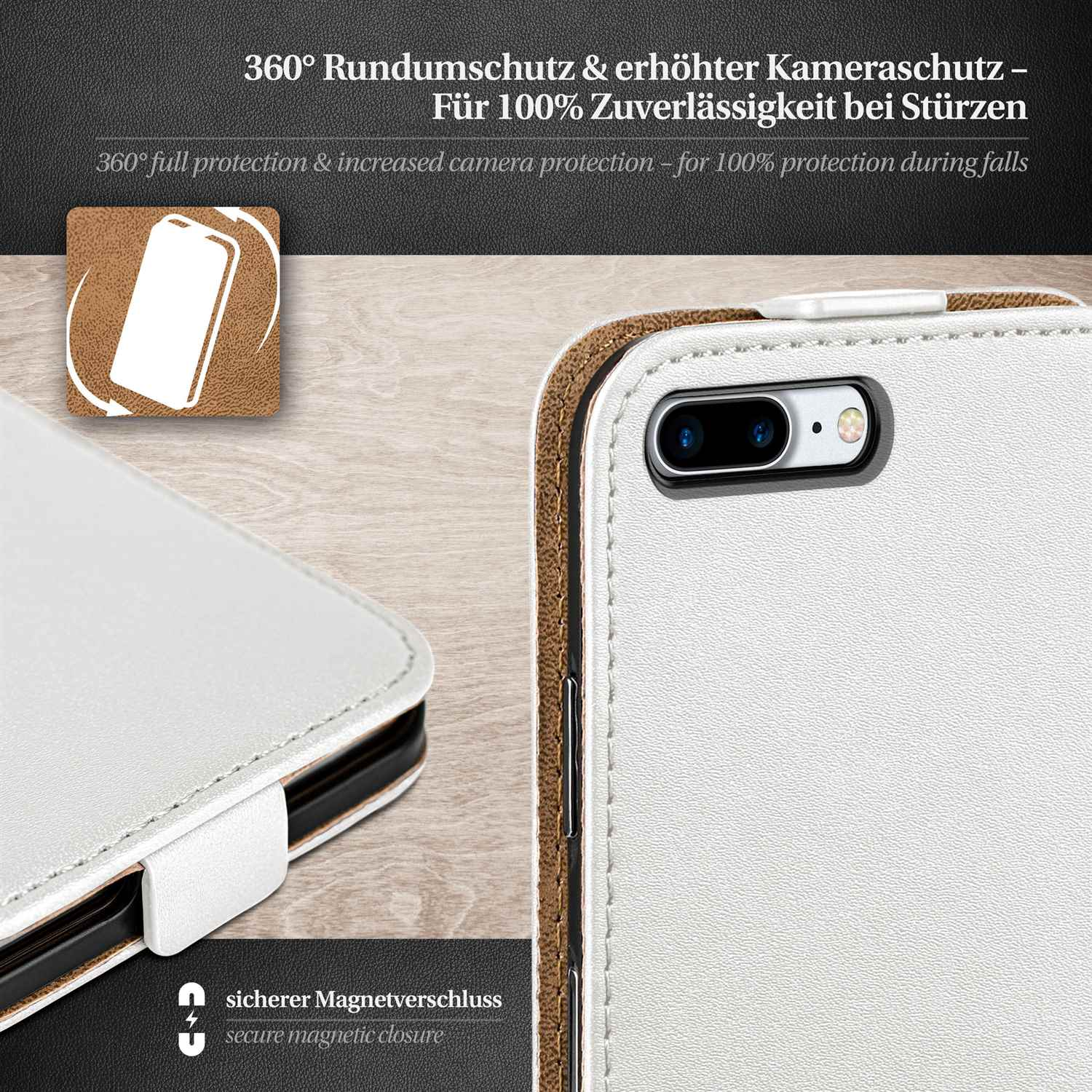 MOEX Flip Case, Flip Cover, Plus, iPhone 7 Pearl-White Apple