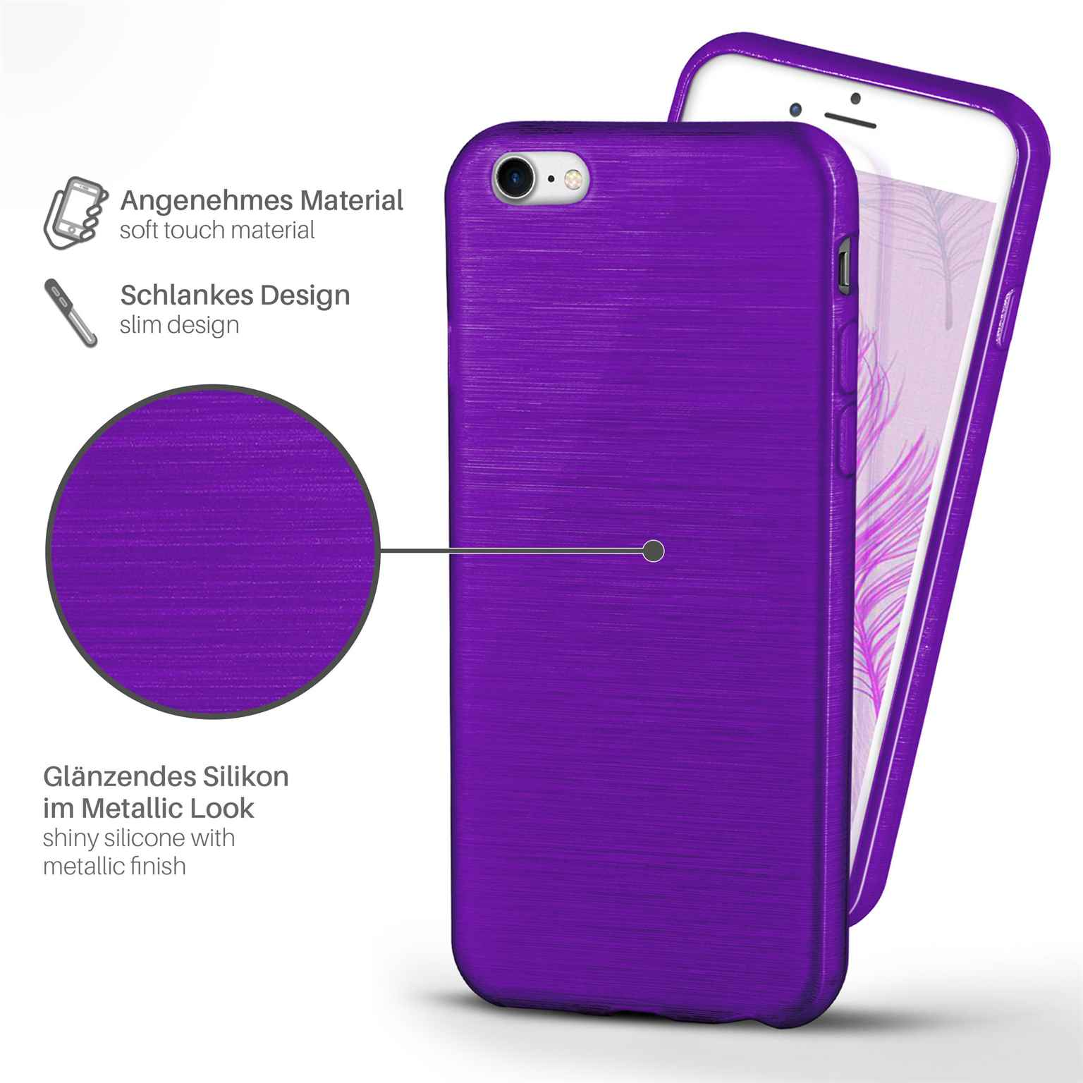 8, Purpure-Purple Brushed Apple, MOEX iPhone Backcover, Case,