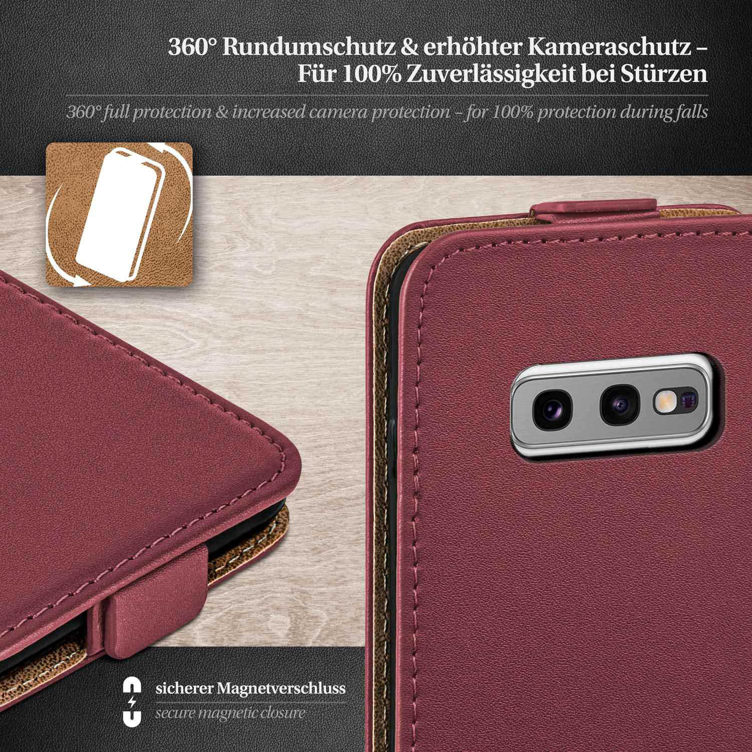 Flip Case, S20, Cover, Galaxy Samsung, Maroon-Red MOEX Flip