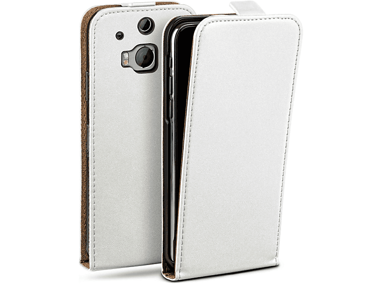 Flip Case, HTC, Cover, Flip MOEX Pearl-White M8s, One