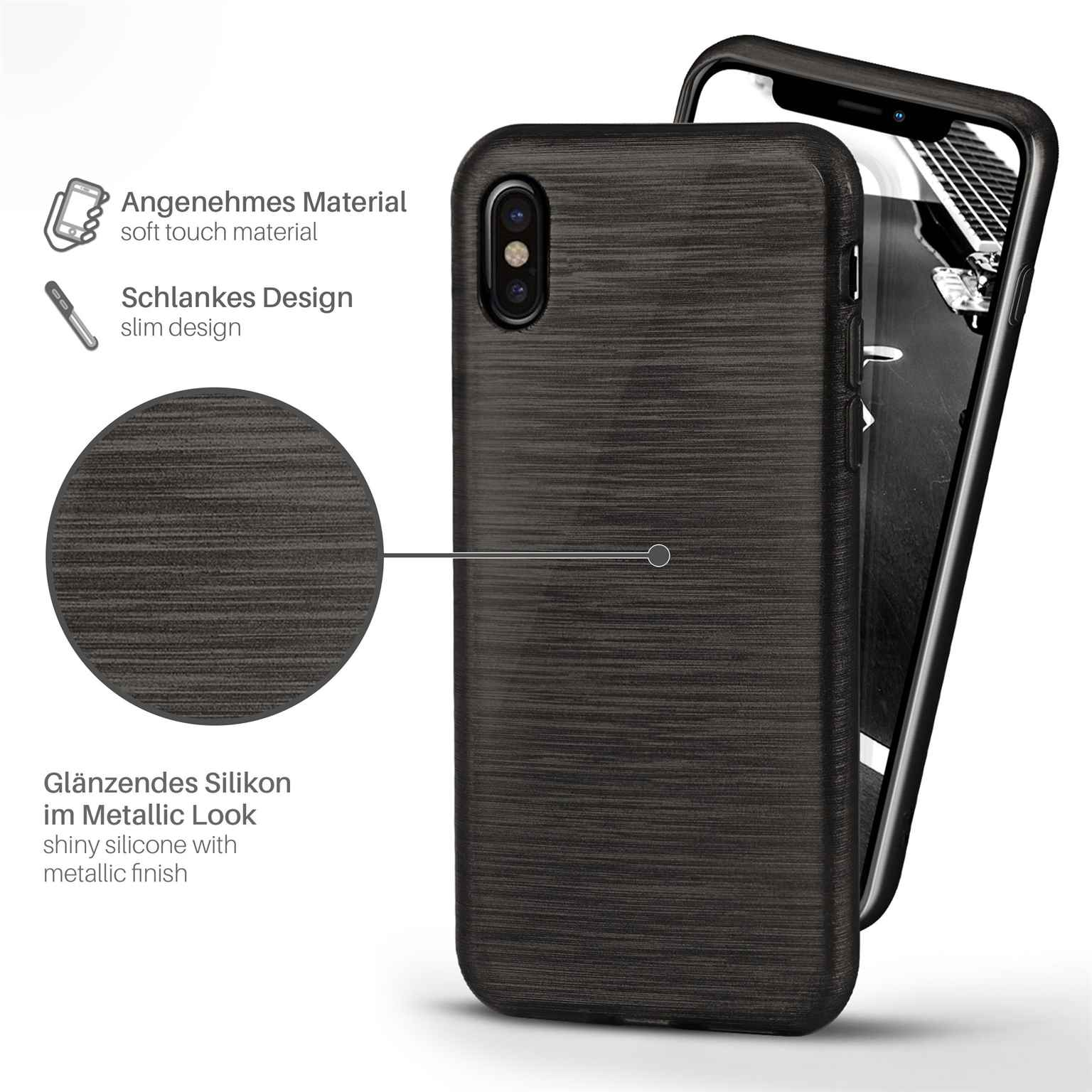 MOEX Brushed X, Case, Onyx-Black iPhone Backcover, Apple