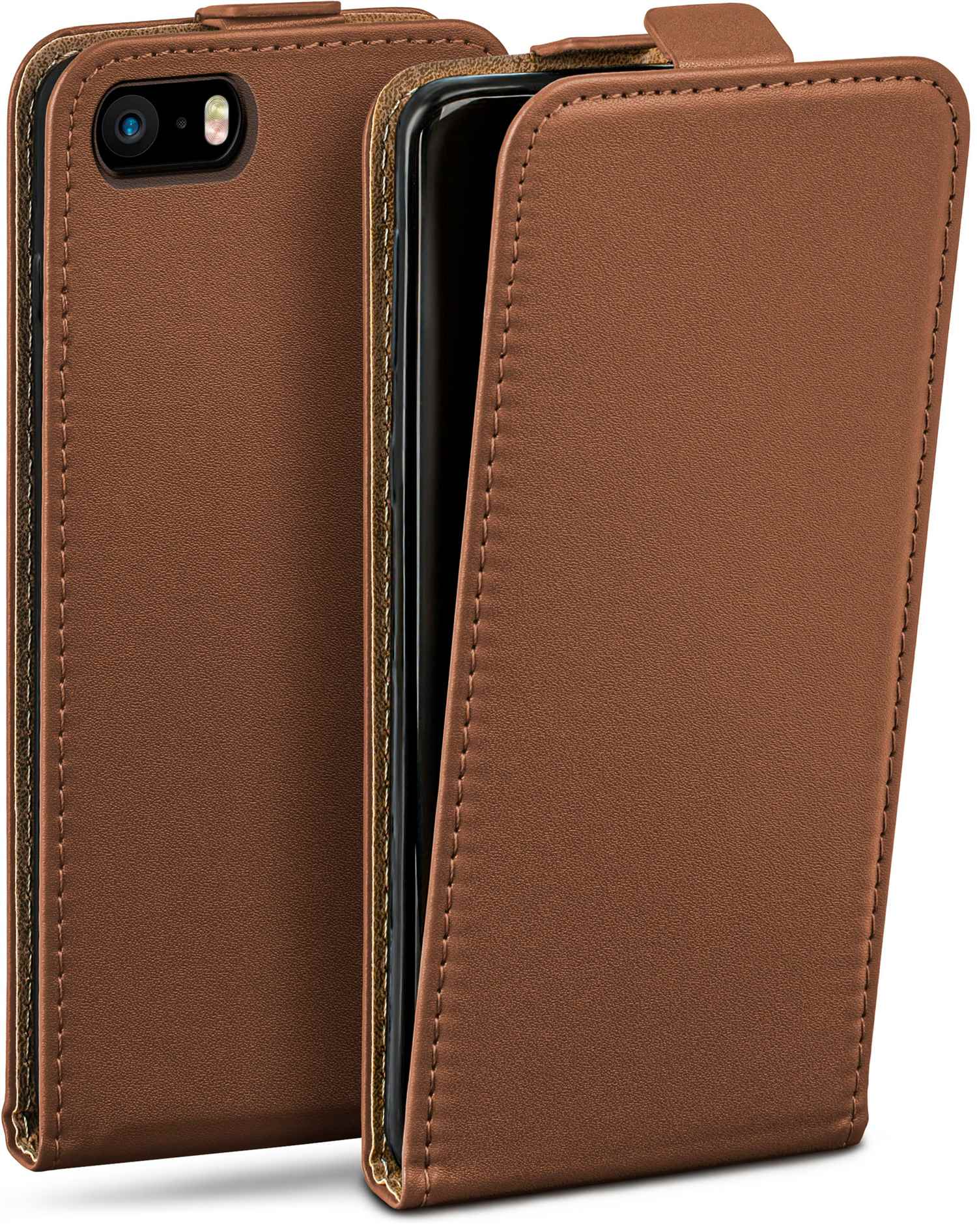 Apple, Case, Cover, 1. Generation (2016), Umber-Brown iPhone SE Flip MOEX Flip