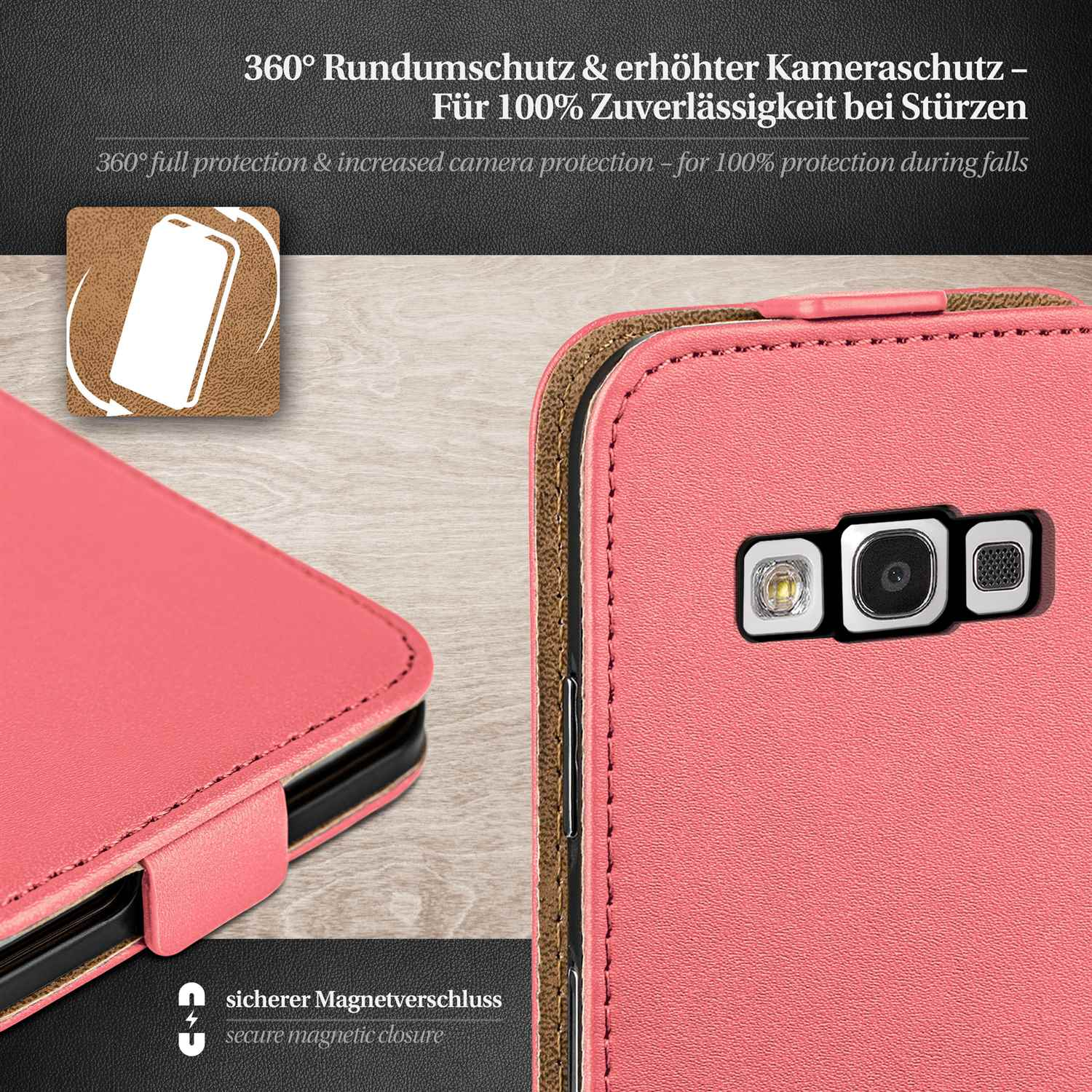MOEX Flip Case, Flip Cover, Coral-Rose Samsung, S3, Galaxy