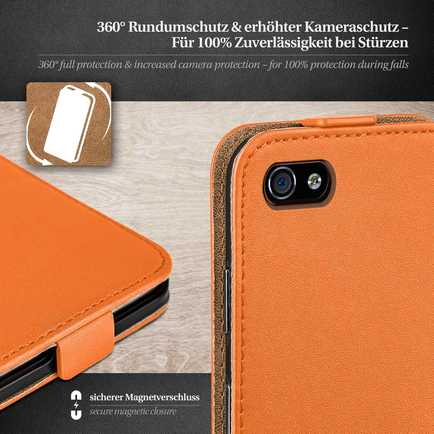 MOEX Flip Case, Cover, Canyon-Orange 4S, Flip Apple, iPhone