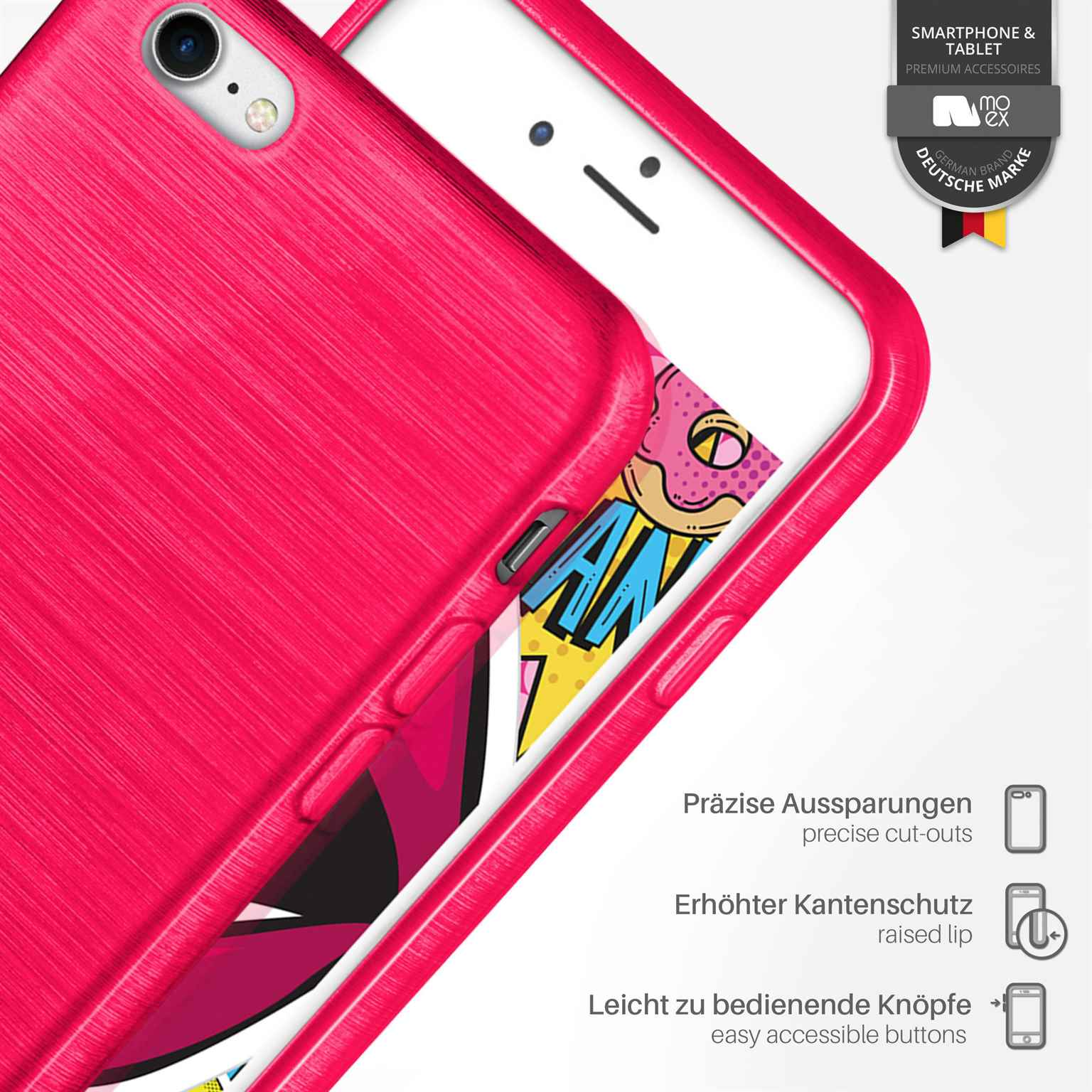 MOEX Brushed Case, Apple, Backcover, 8, iPhone Magenta-Pink