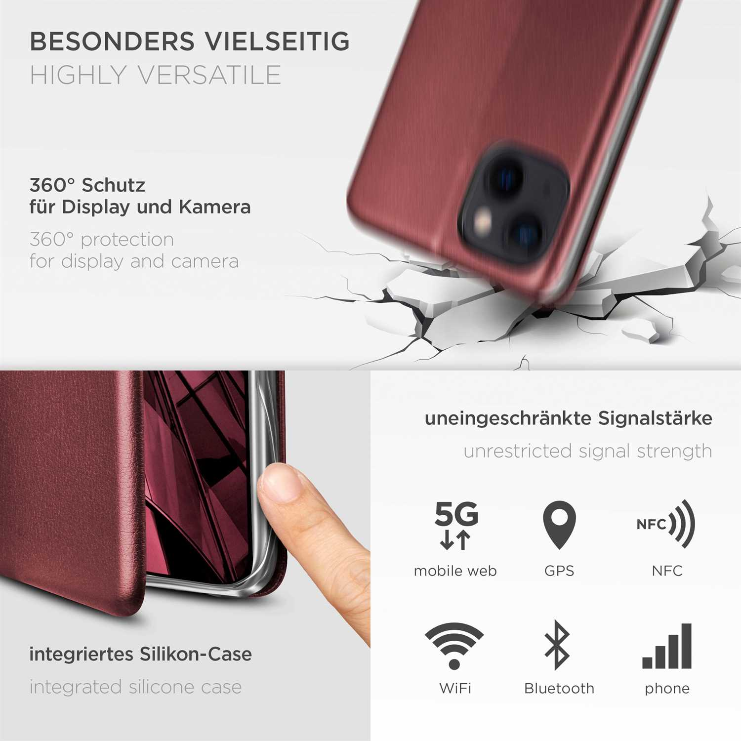 13 ONEFLOW Burgund Red Business mini, iPhone Apple, Flip Cover, - Case,