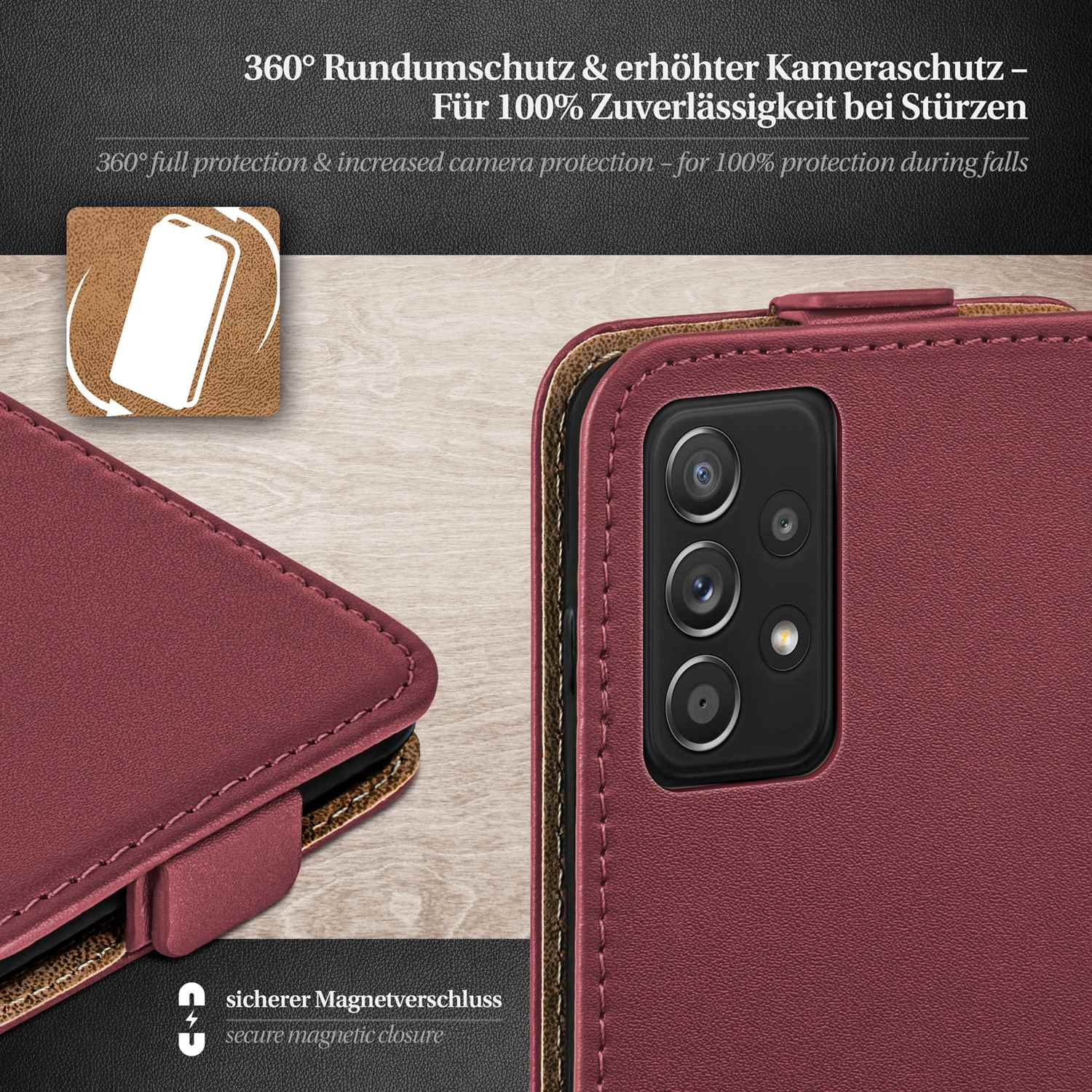 MOEX Flip A52s Cover, 5G, Maroon-Red Galaxy Case, Samsung, Flip