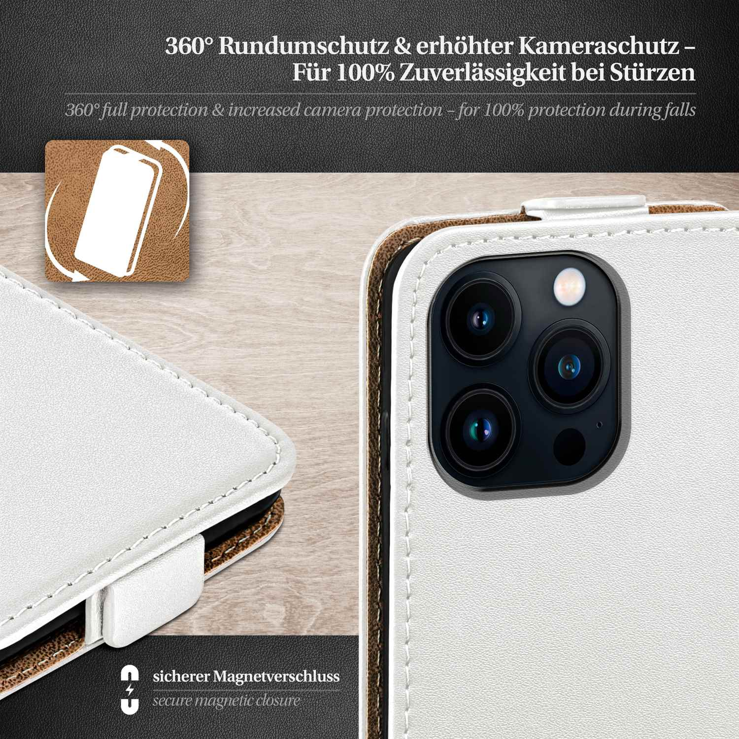 MOEX Flip Case, Flip Pro Max, iPhone Pearl-White Apple, Cover, 13