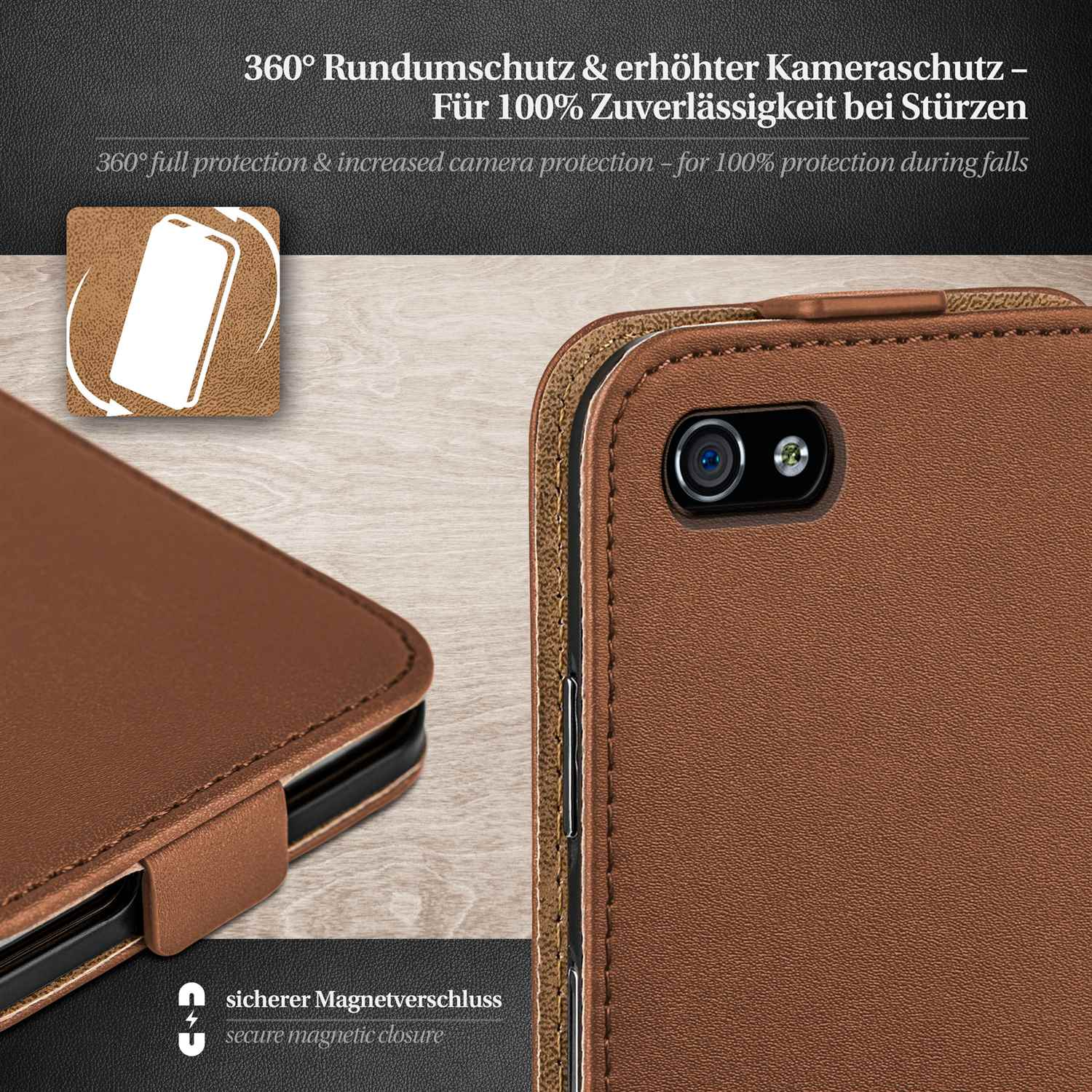MOEX Flip Case, Umber-Brown Cover, 4, Apple, Flip iPhone
