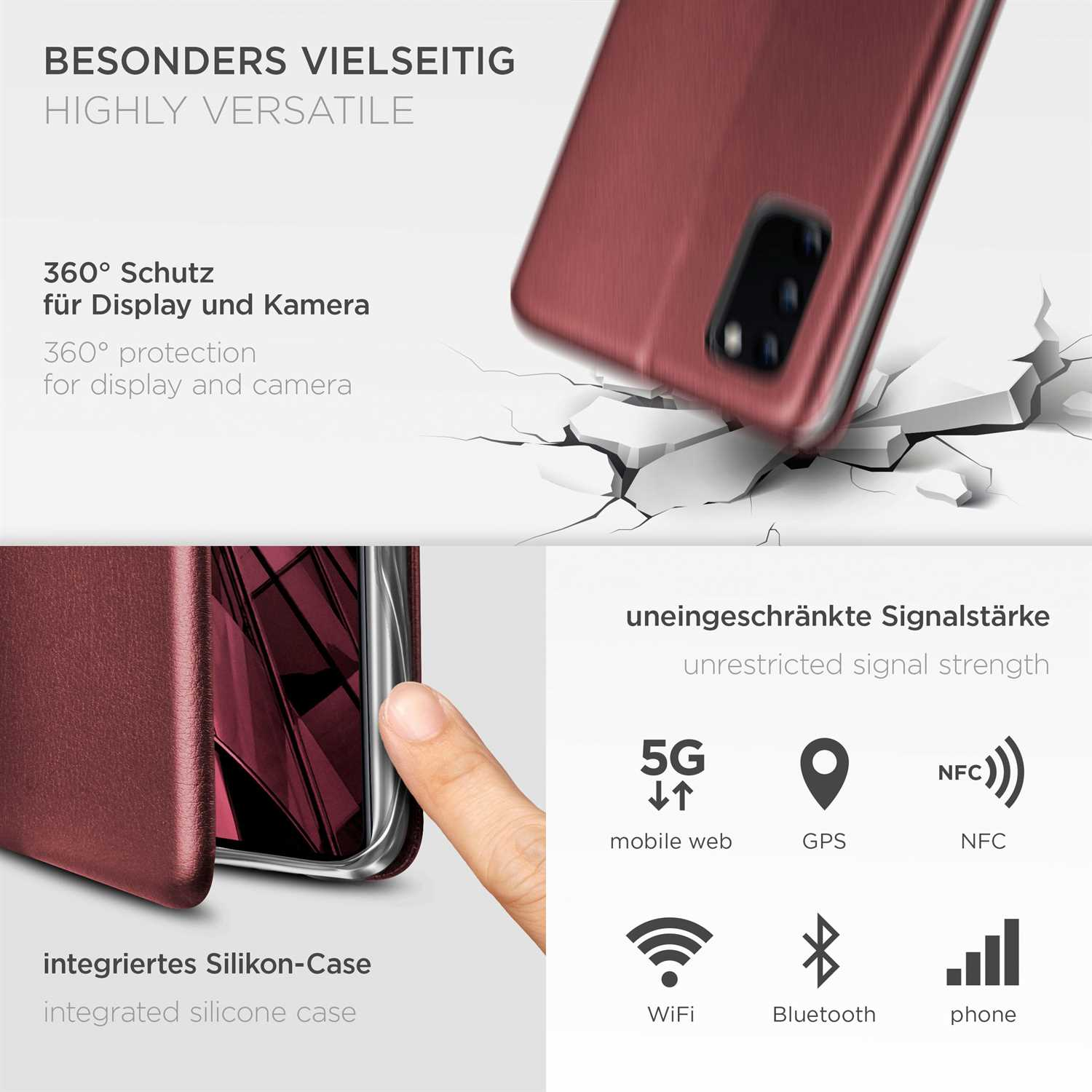 ONEFLOW Business Case, Flip Burgund Red Galaxy Cover, Samsung, - S20