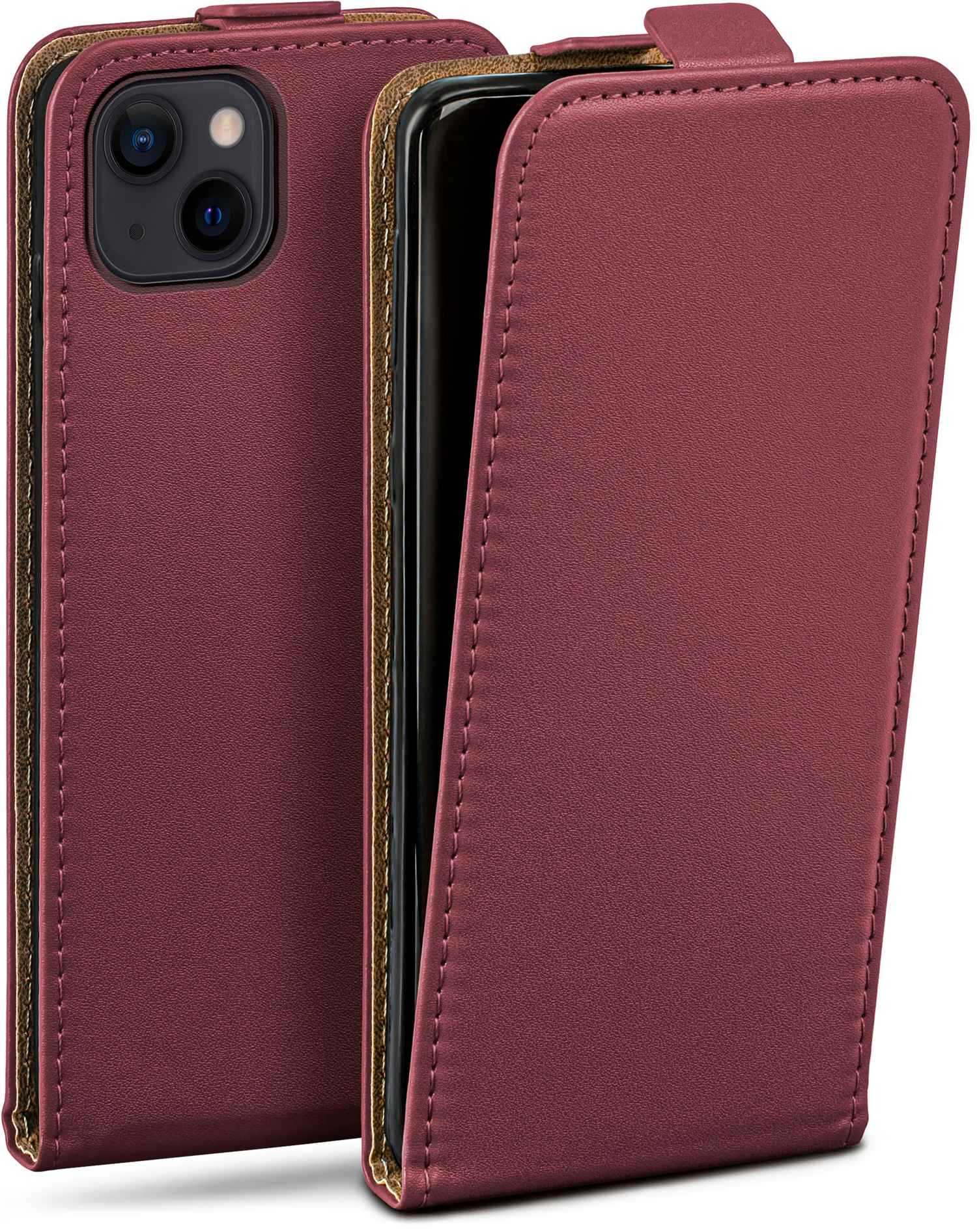 MOEX Flip Cover, iPhone 13 mini, Flip Case, Maroon-Red Apple